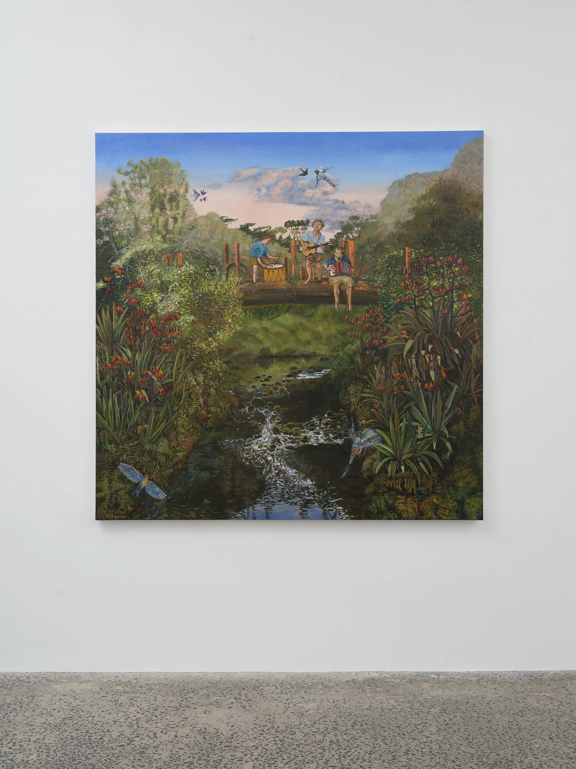   Brendon Wilkinson   East, west, east direction is the yellow sky  15 November - 20 December    Song to Calliope  2025 oil on canvas 1500 x 1500mm 