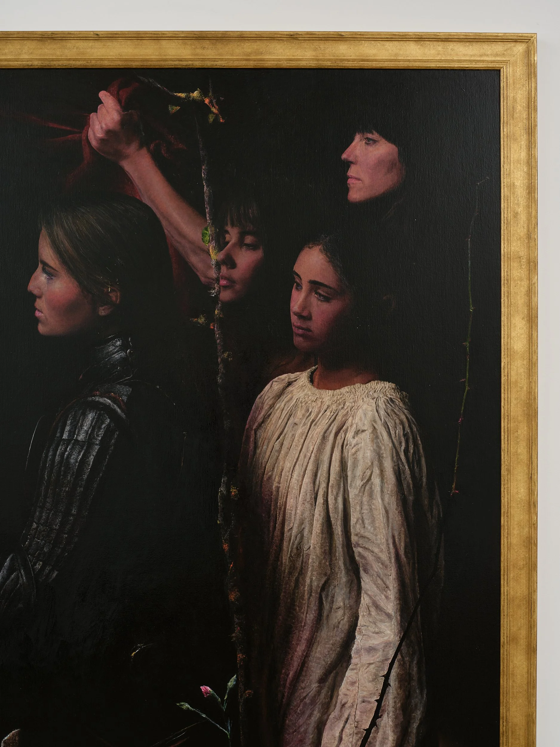   In the garden  (detail) 2026 oil and 24ct gold leaf on linen 1900 x 2700mm (image) 2060 x 2860mm (framed) 