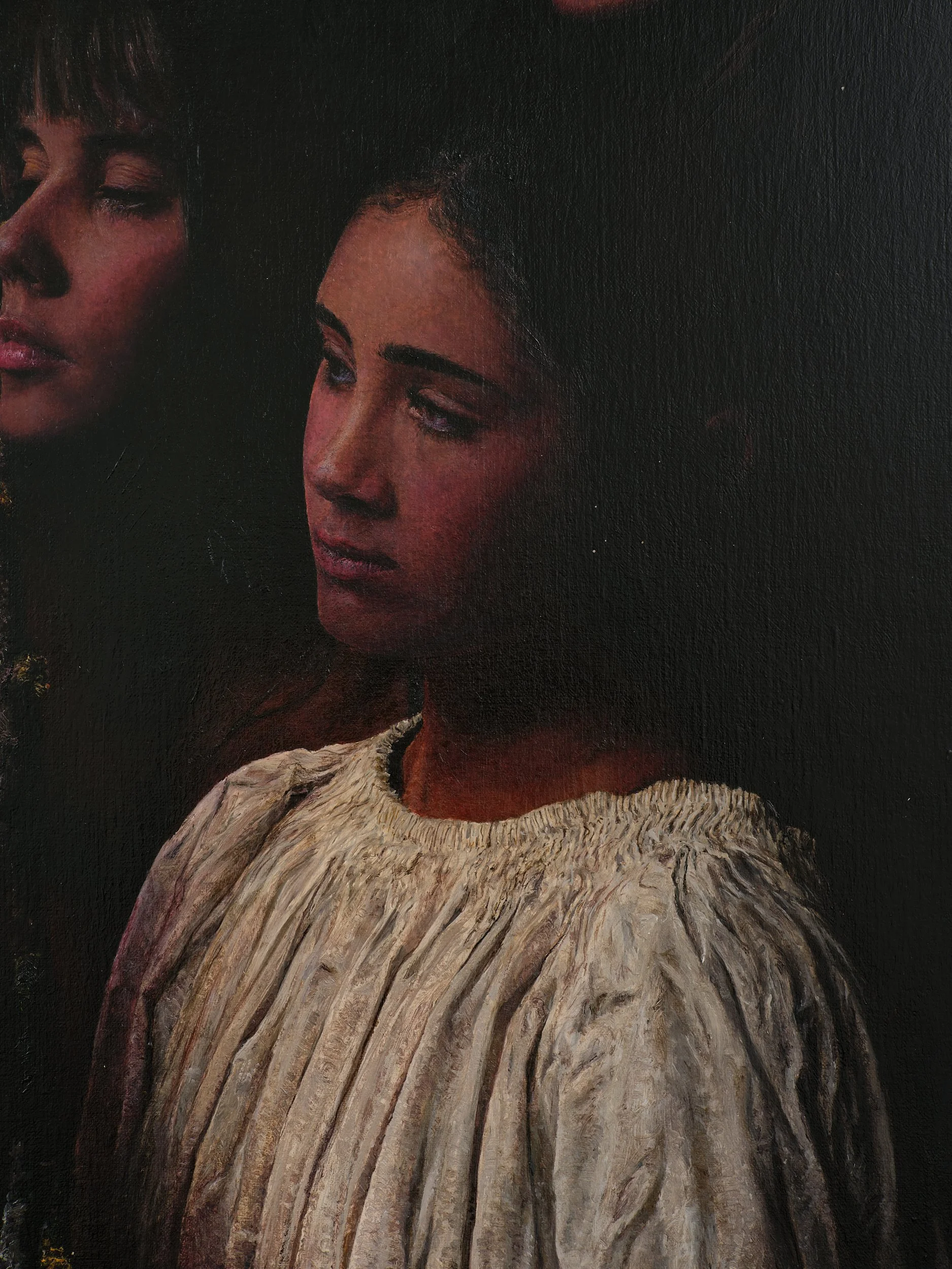   In the garden  (detail) 2026 oil and 24ct gold leaf on linen 1900 x 2700mm (image) 2060 x 2860mm (framed) 