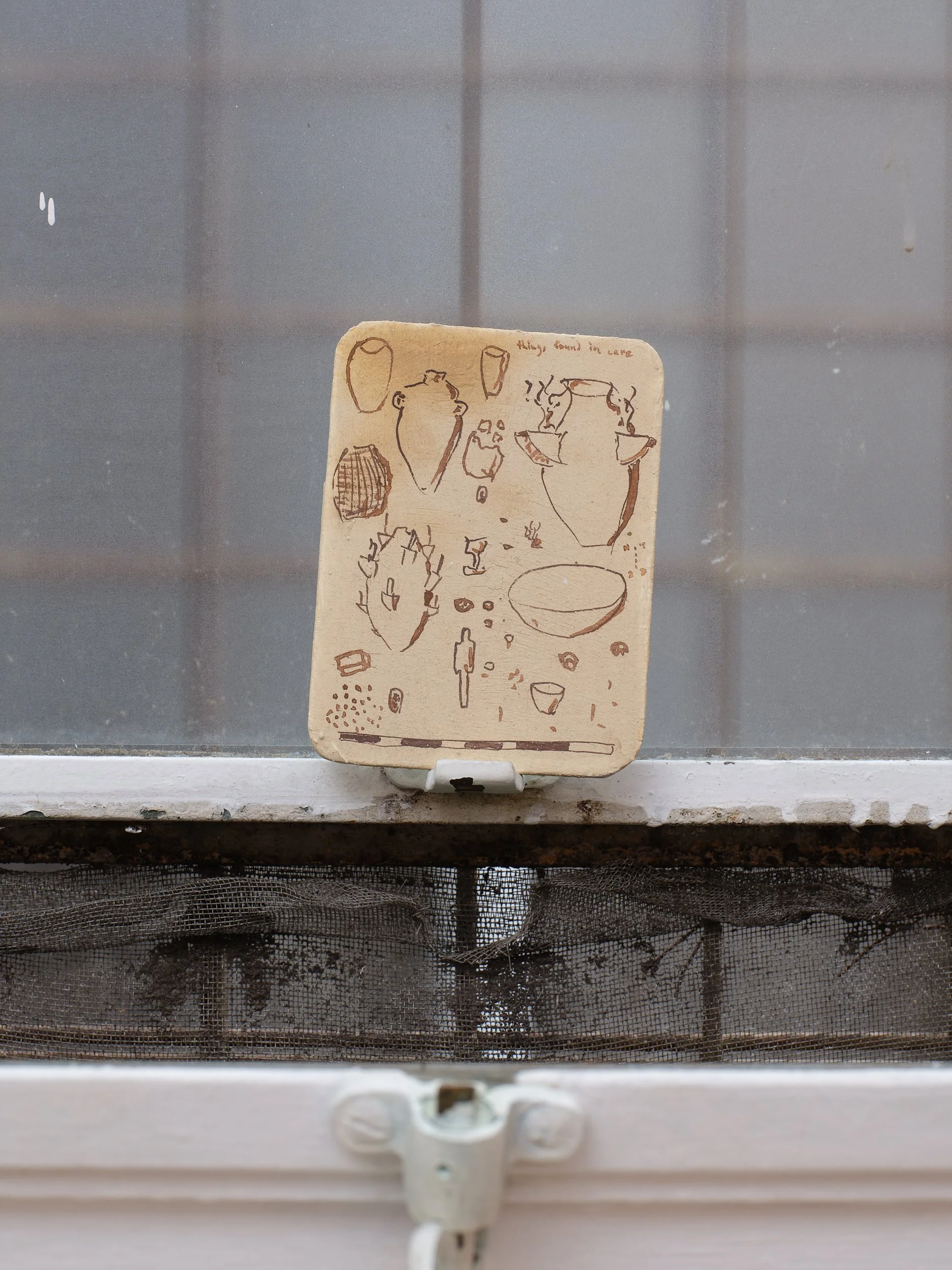   Things Found in Cave  2023 Gesso, Koro Gold on panel 125 x 95mm 