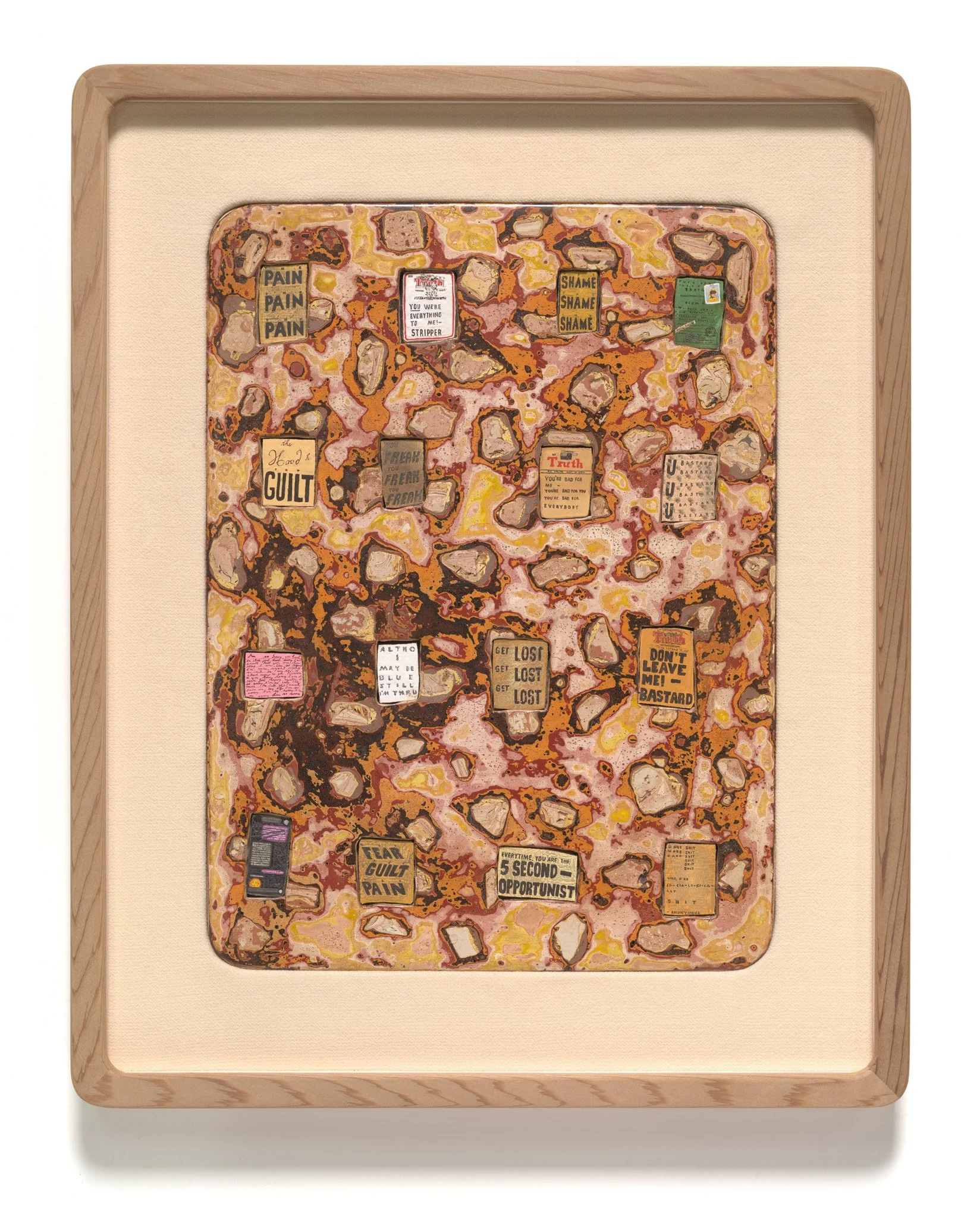   16 Posters  2025-26 Gouache, bole, metallic paint, eyeshadow, gloss varnish, gesso on panel, Renaissance Wax, wool crêpe 590 x 470mm 