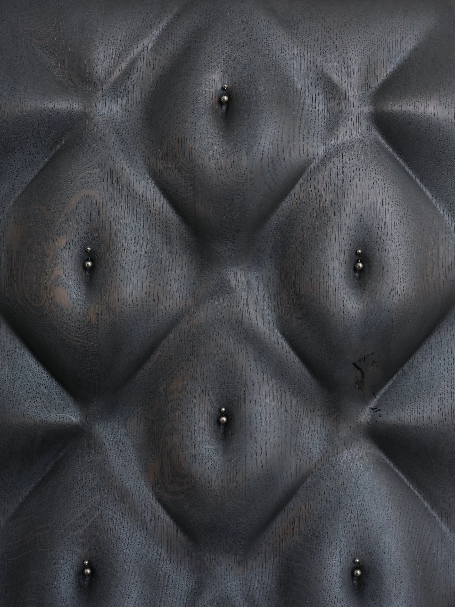   Reprisal  (detail) 2025 American oak, stainless steel, sterling silver 1040 x 960 x 570mm 