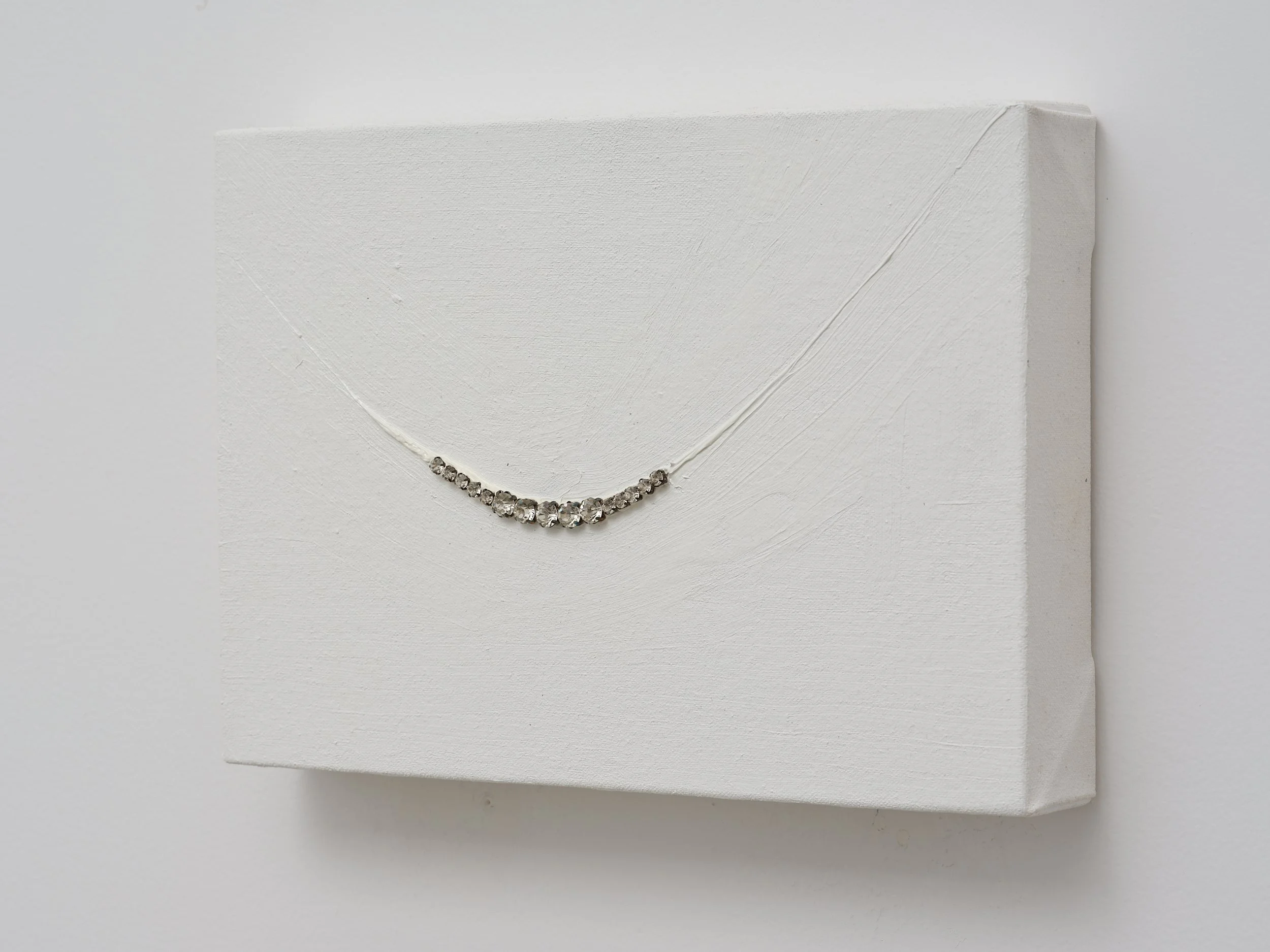  Necklace  2026 Oil on canvas, crystals 210 x 297 x 45mm 