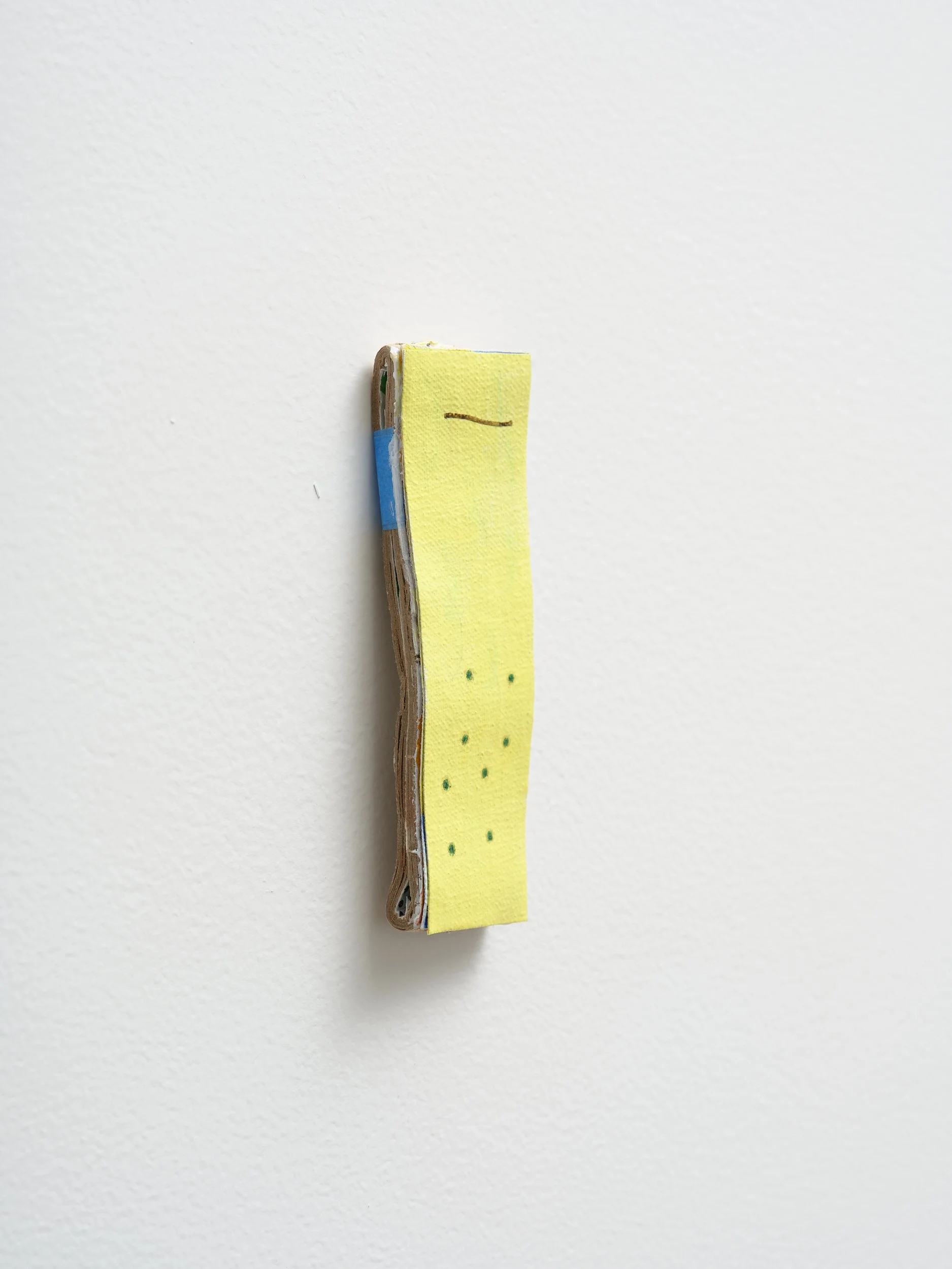   No title   2025 acrylic on canvas and card 130 x 35mm 