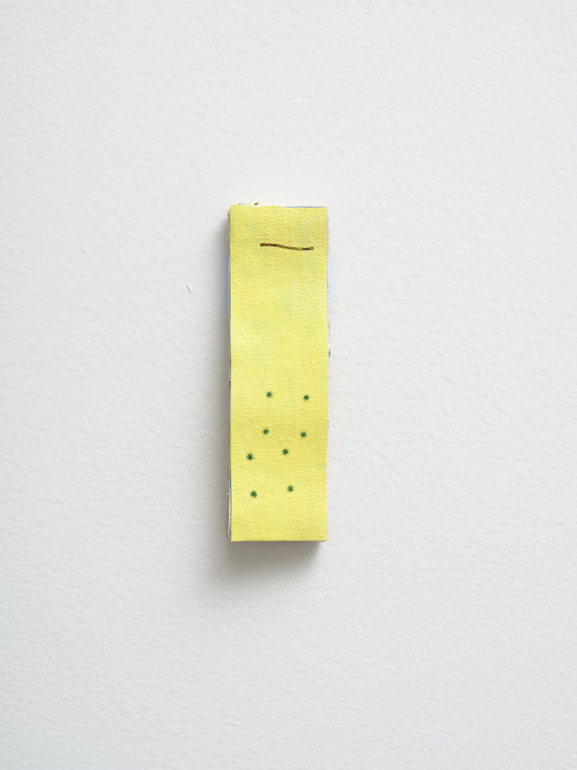   No title   2025 acrylic on canvas and card 130 x 35mm 