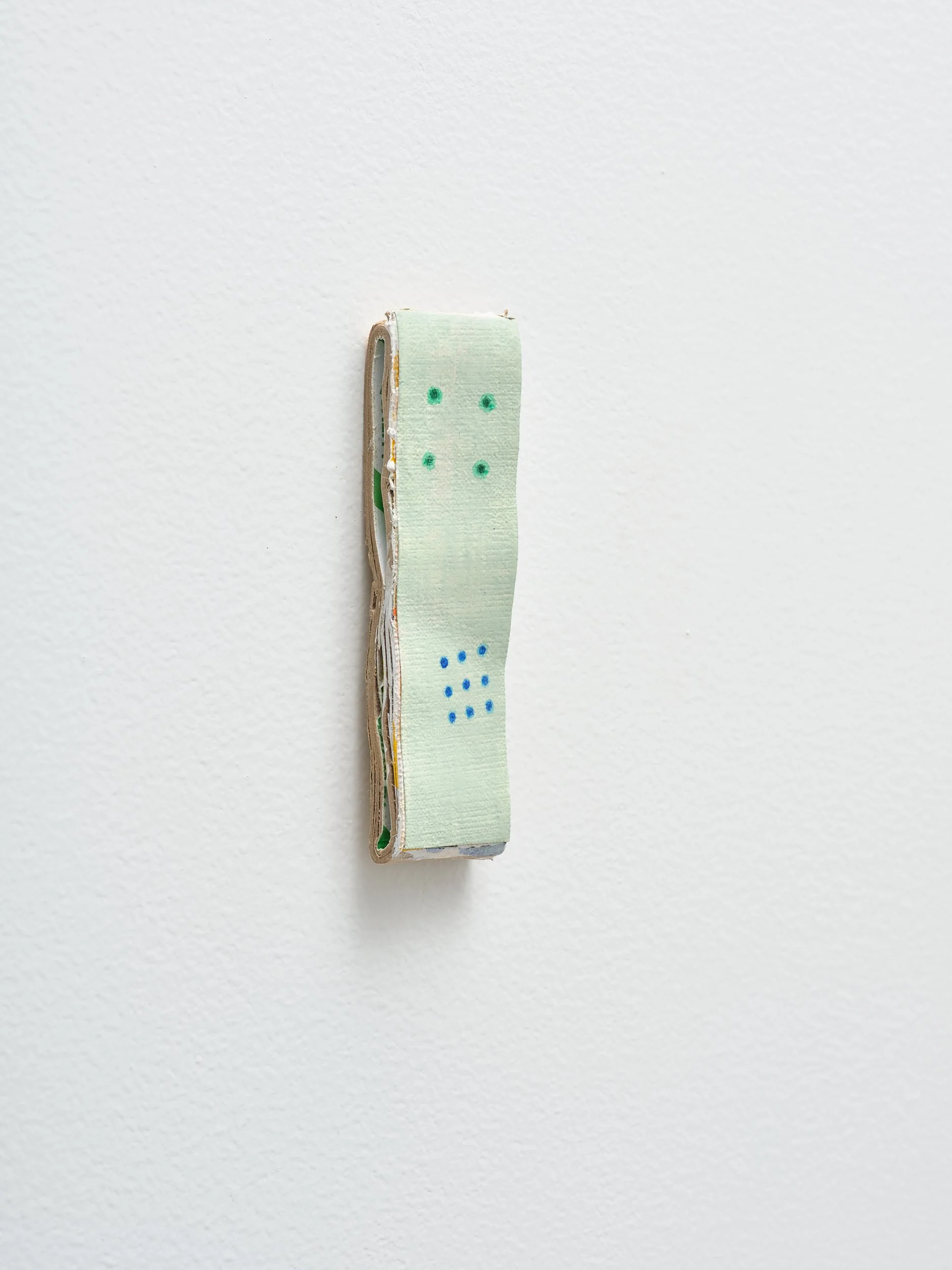   No title   2025 acrylic on canvas and card 130 x 50mm 