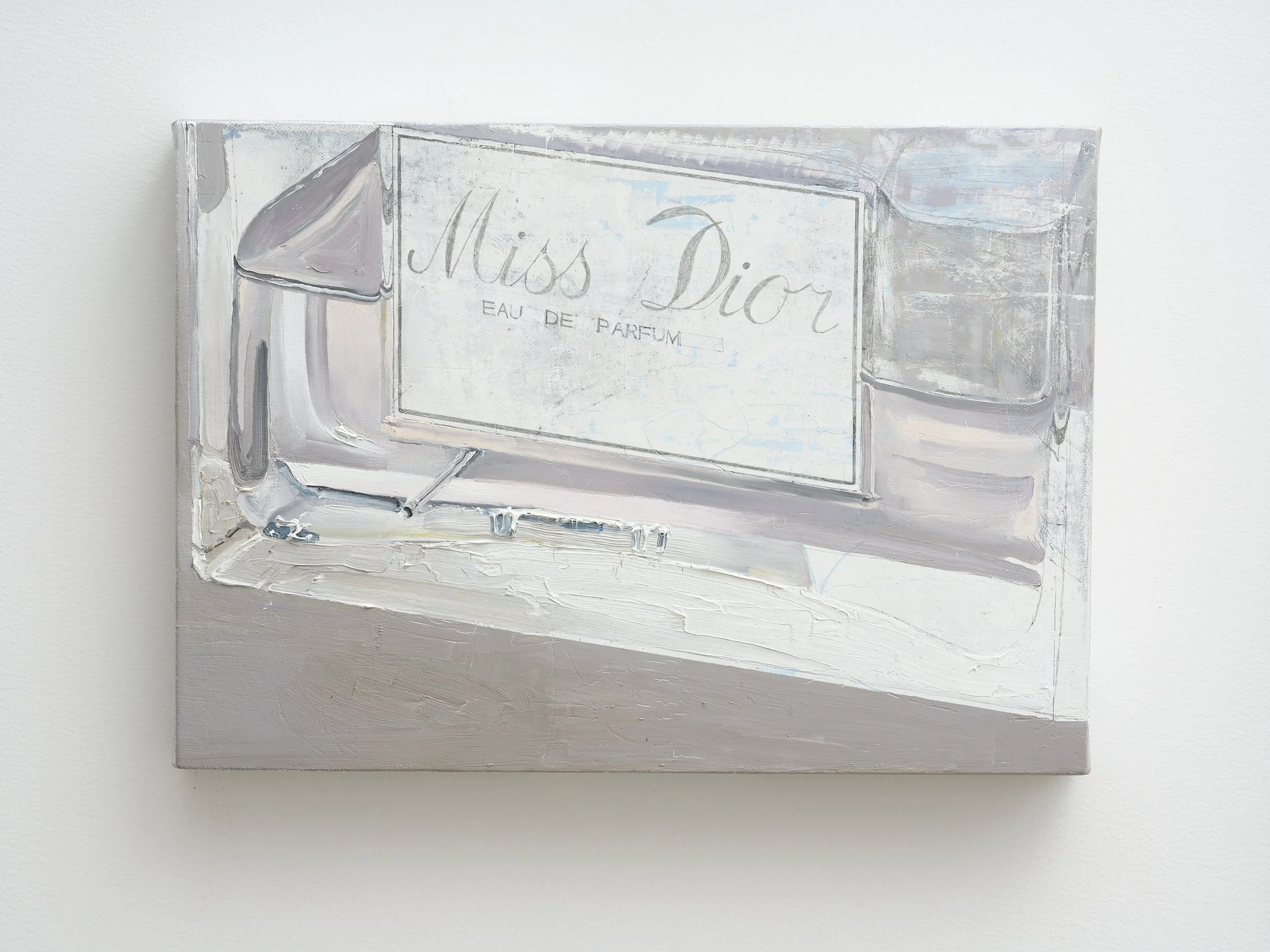   Obsolescence  2026 Oil, pencil, spray paint on canvas 297 x 420 x 45mm 
