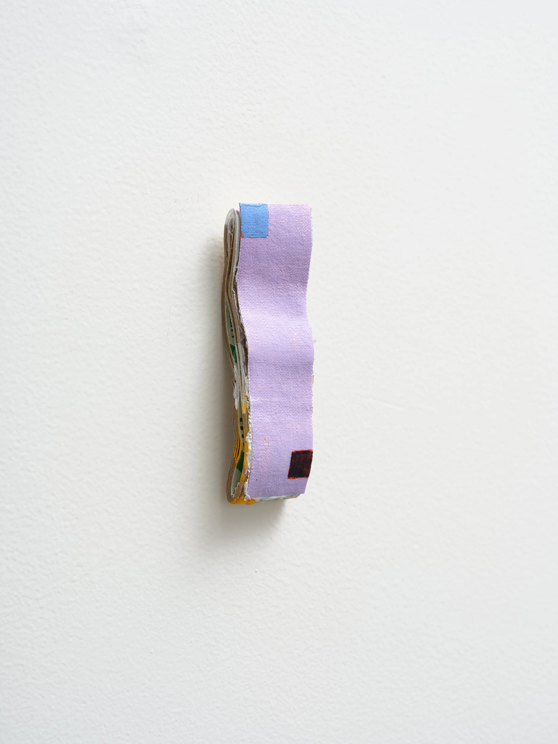   No title   2025 acrylic on canvas and card 130 x 35mm 