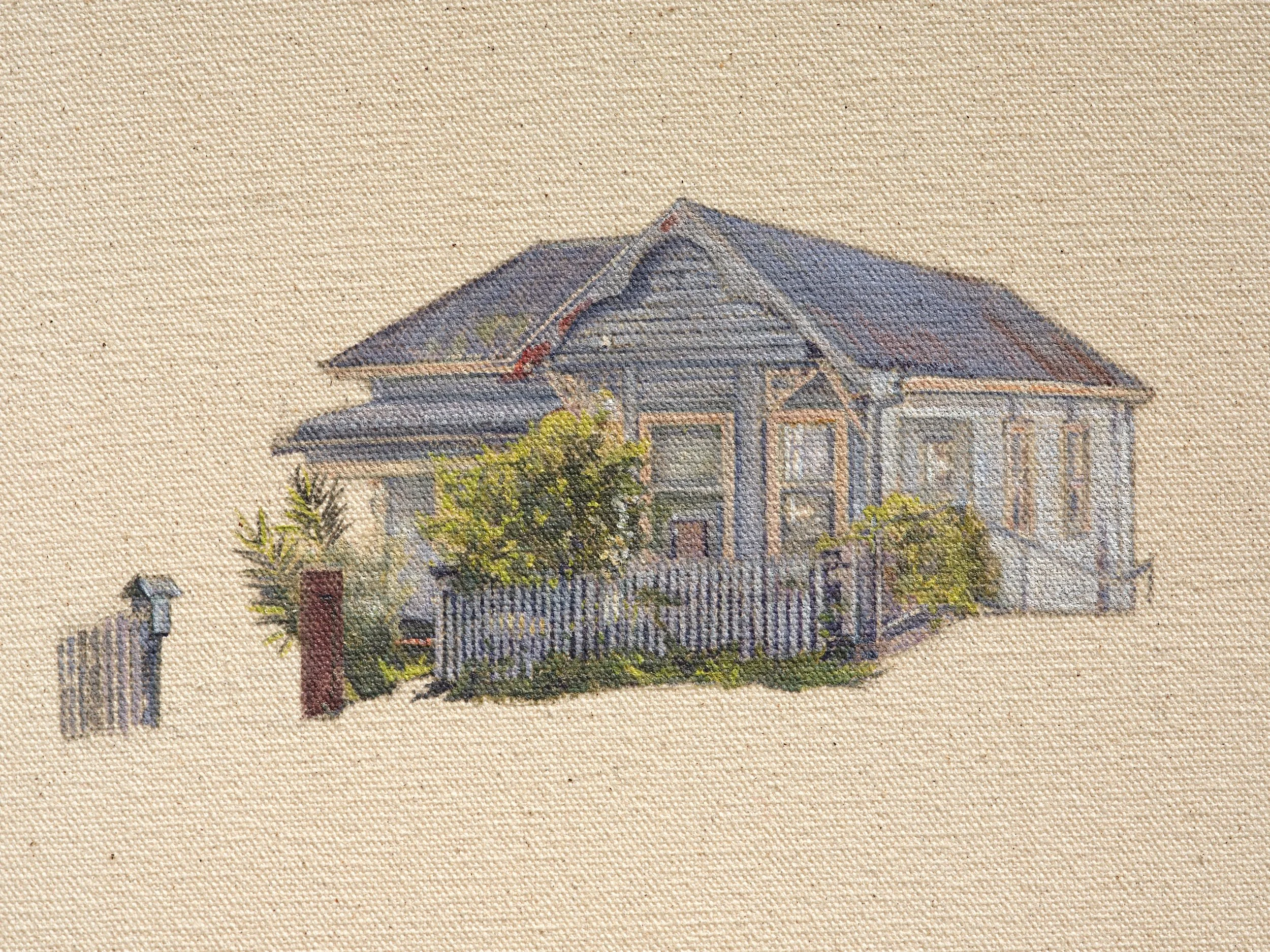   Straw House  (detail) 2026 oil on canvas 405 x 255mm 