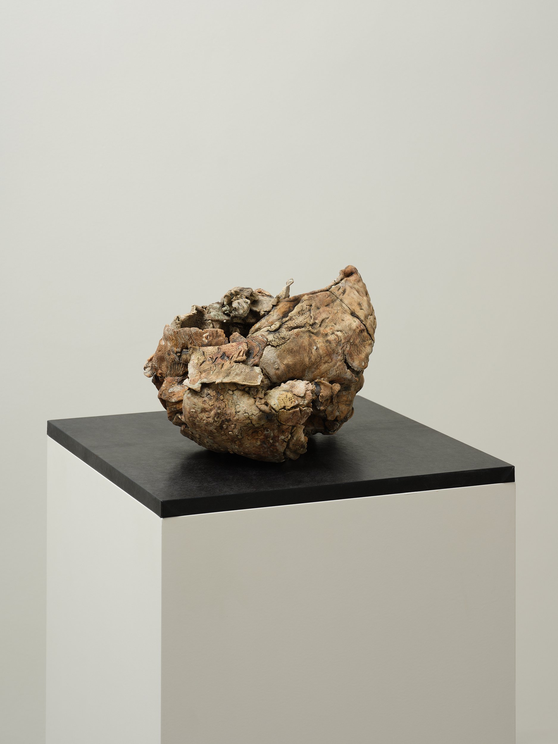   Drift  2024/2026 clay, pigment, oxide, glass, goat skin on board 420 × 3260 × 220mm 