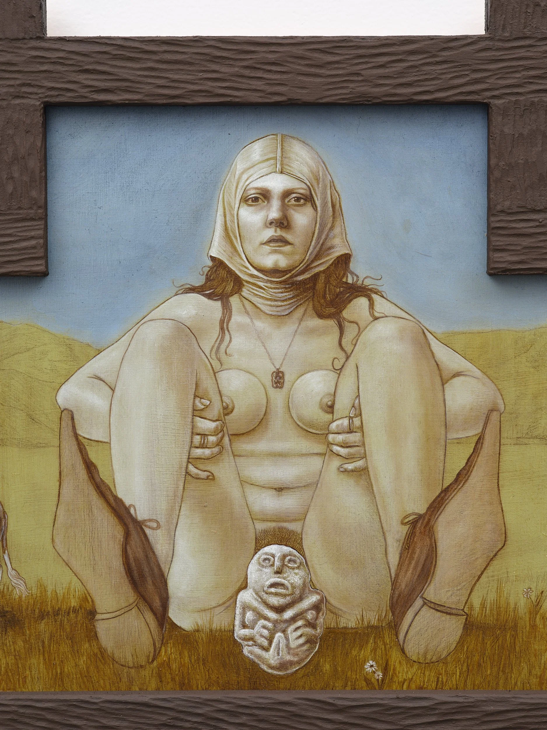   Pastoral  (detail) 2026 oil and coloured pencil on panel 365 x 700mm 