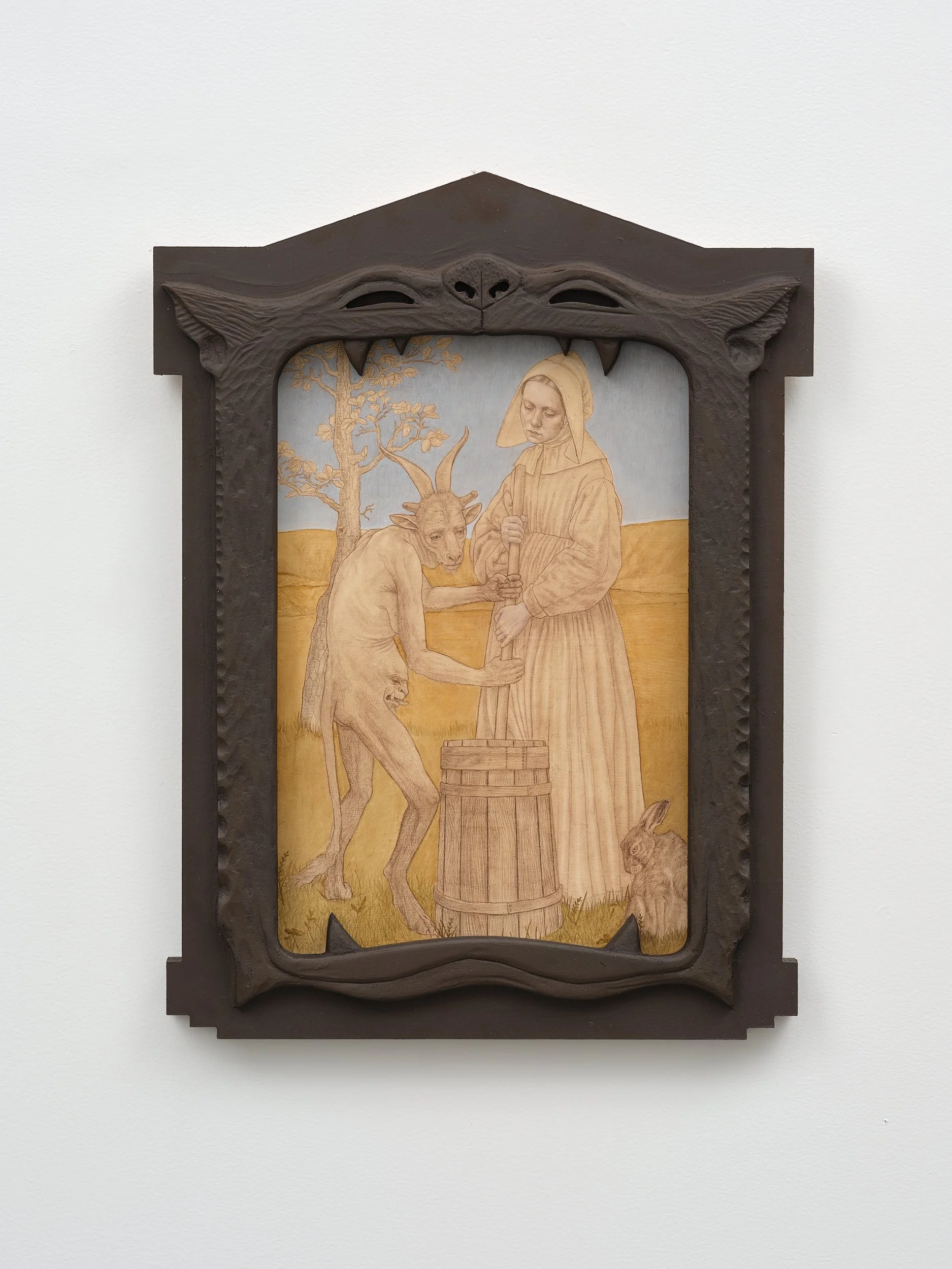   The Butter Churners  2026 oil and coloured pencil on panel 550 x 420mm 