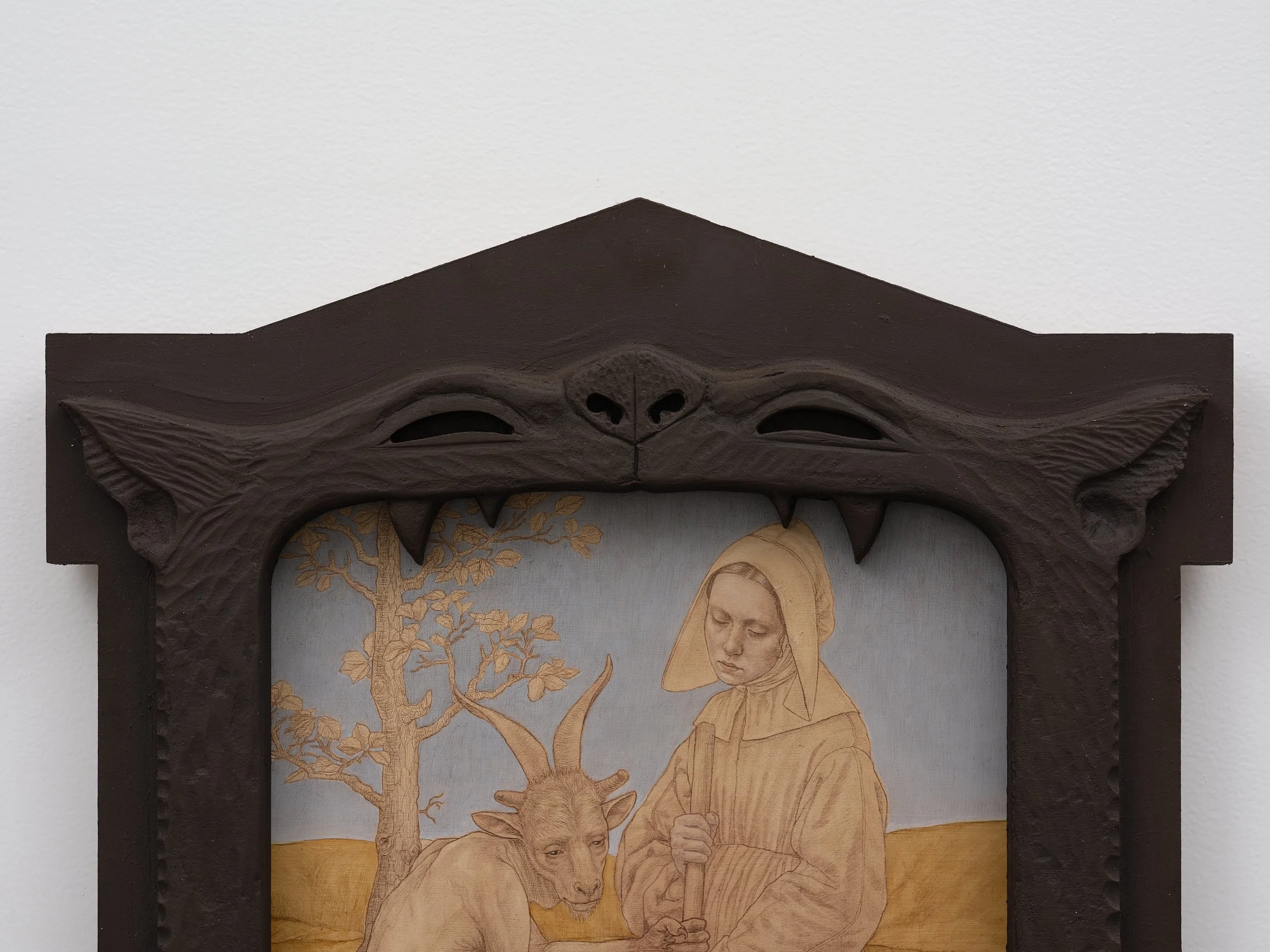   The Butter Churners  (detail) 2026 oil and coloured pencil on panel 550 x 420mm 