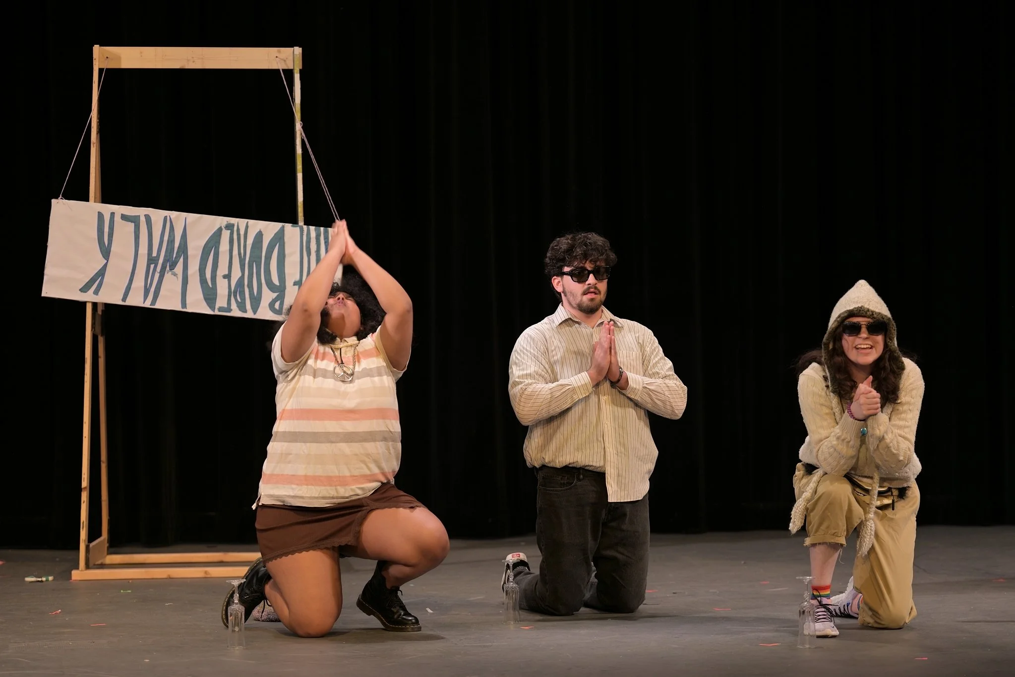  Leah Hernandez-Johnson, Sam Ruzumna, and Sophia Jordan performing in  “The Greaseballs of America”  