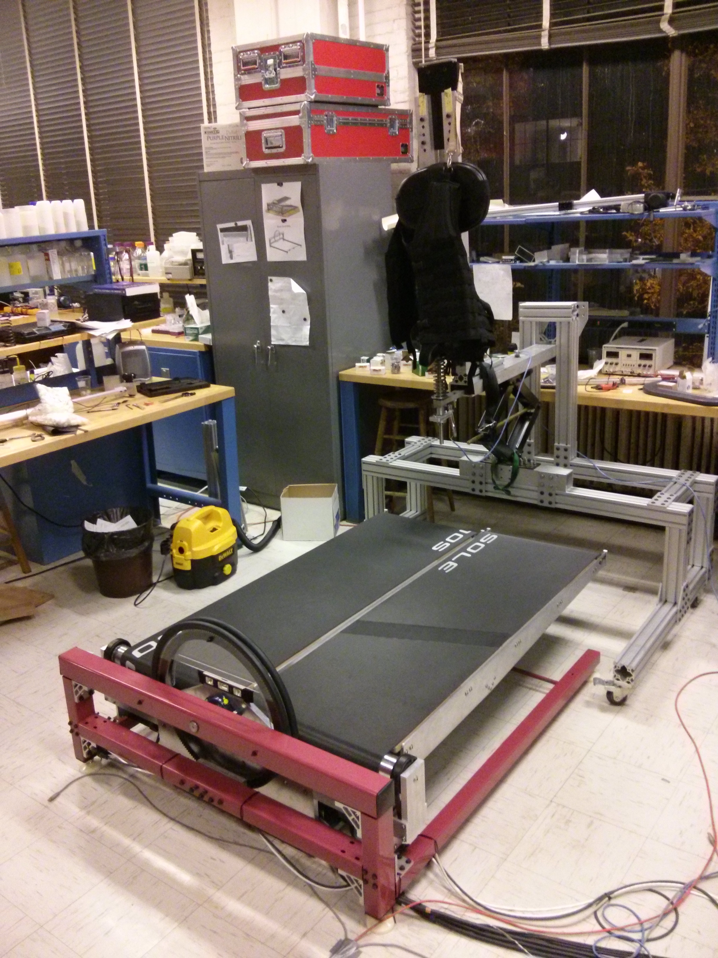 The entire system including the Skywalker and the body weight support system with adjustable harness and seat.