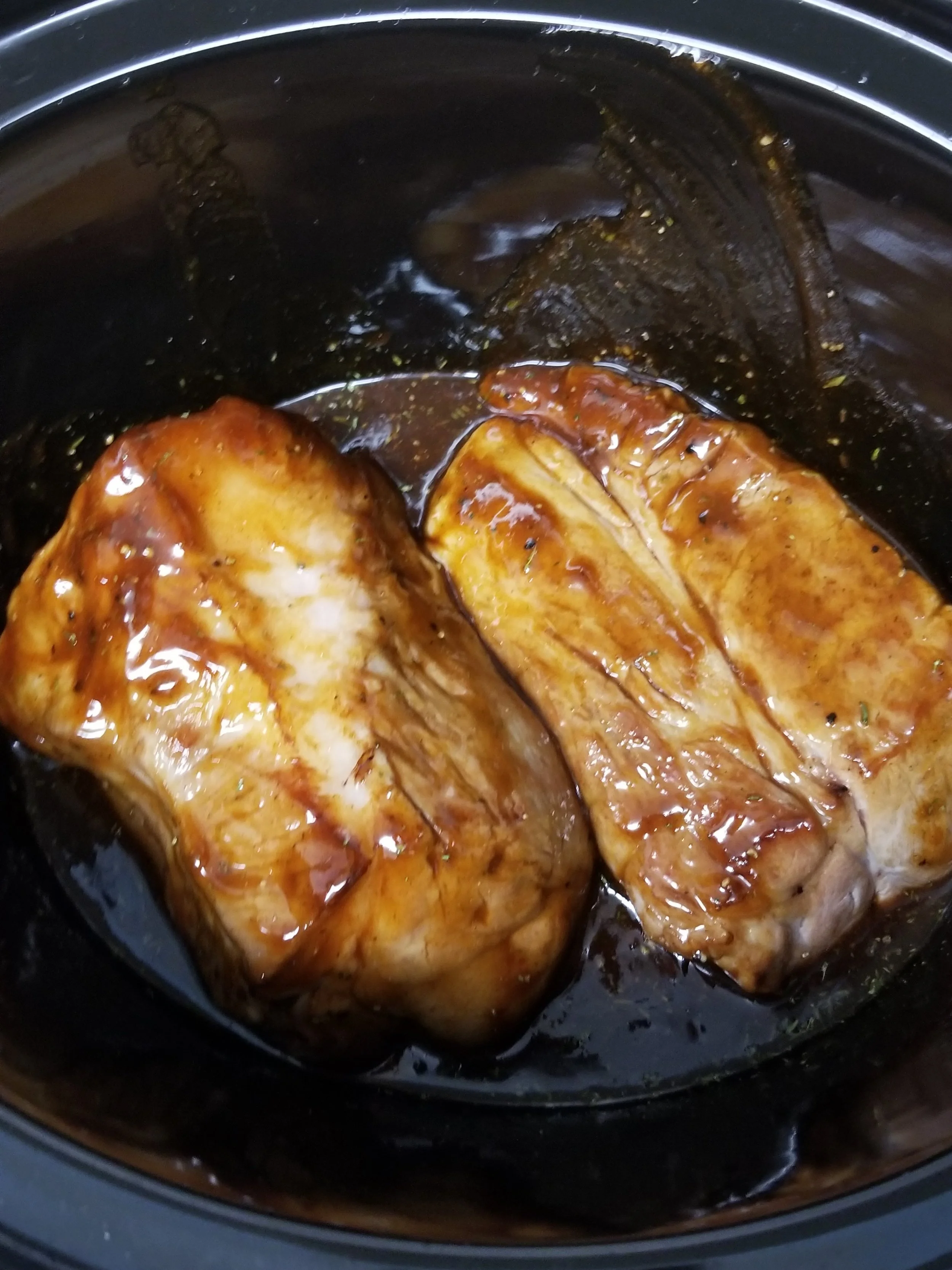 In the crockpot with all the spices and seasonings.