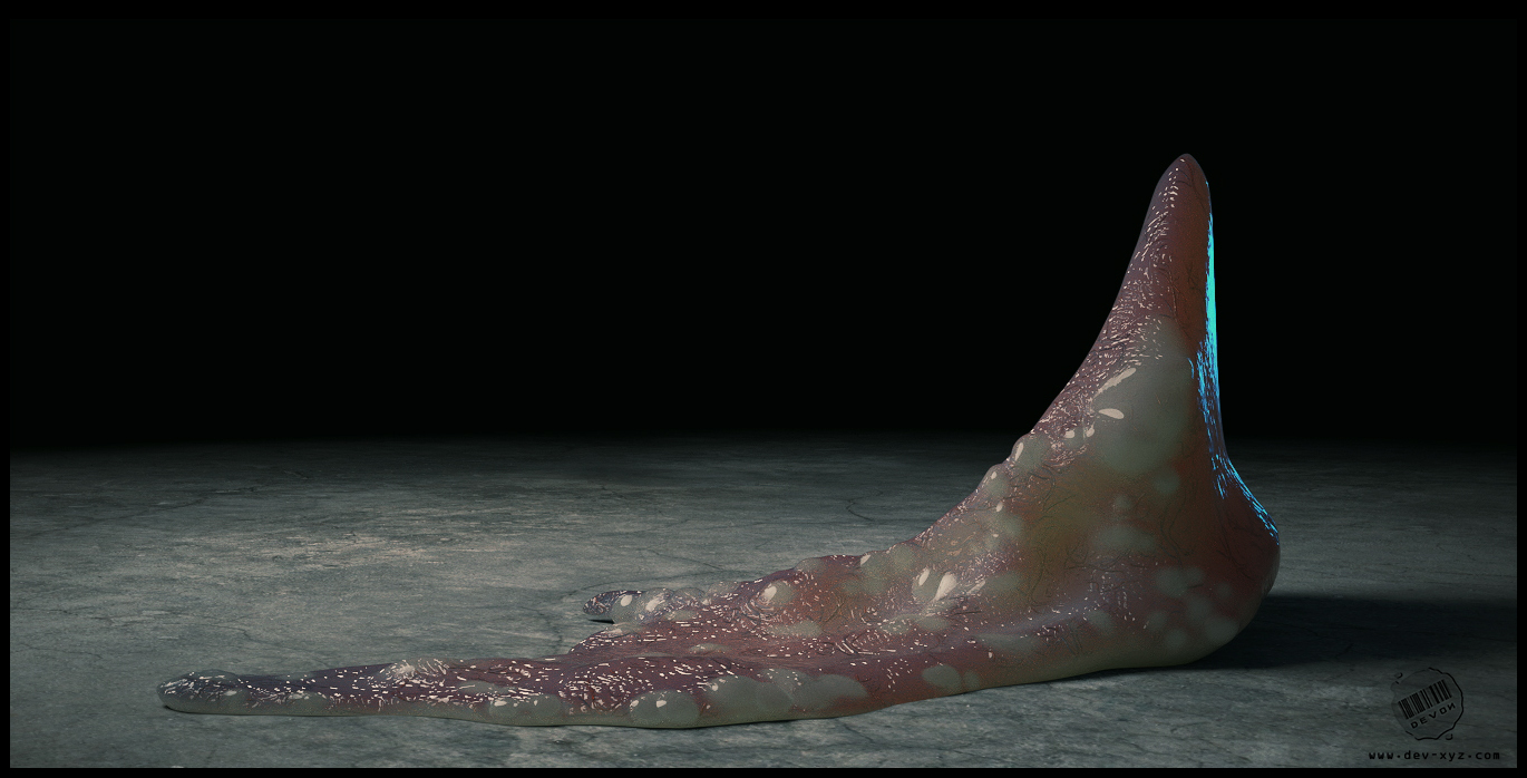Dat Flesh: Look-deving the flesh was way too fun. I used a few layered subsurface materials with custom masks to get this look. 