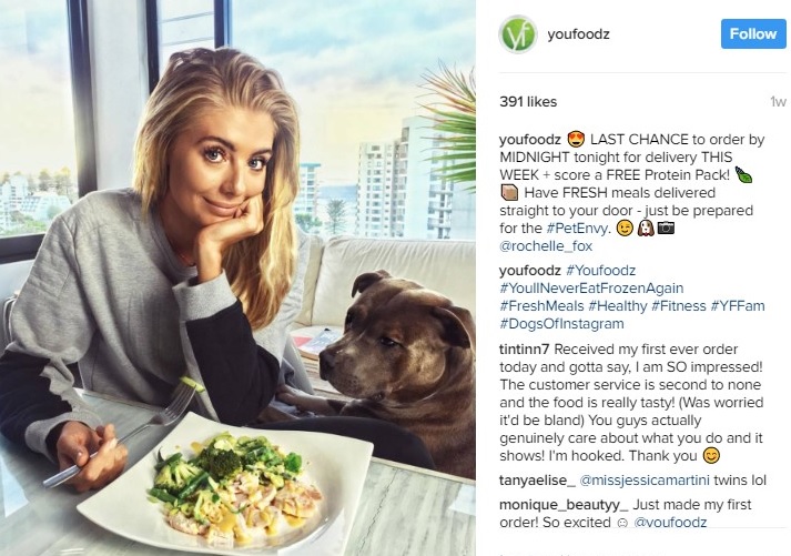 With 64,500 Instagram followers, Youfoodz has a winning formula that has resonated with customers. Image credit - Youfoodz IG
