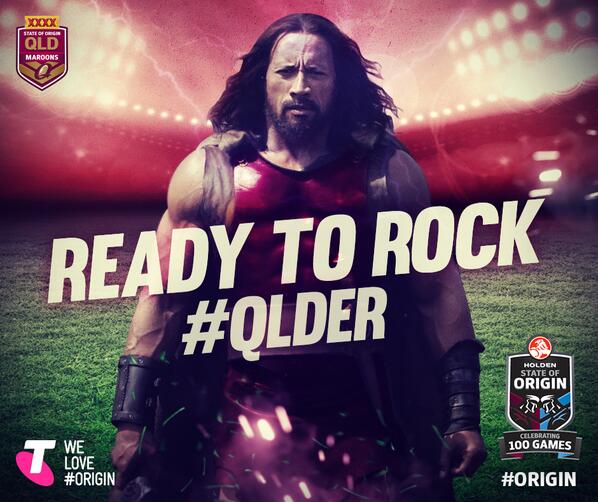 Pity Dwayne Johnson supports the wrong team. But it's influential marketing. Image credit - @QLDmaroons