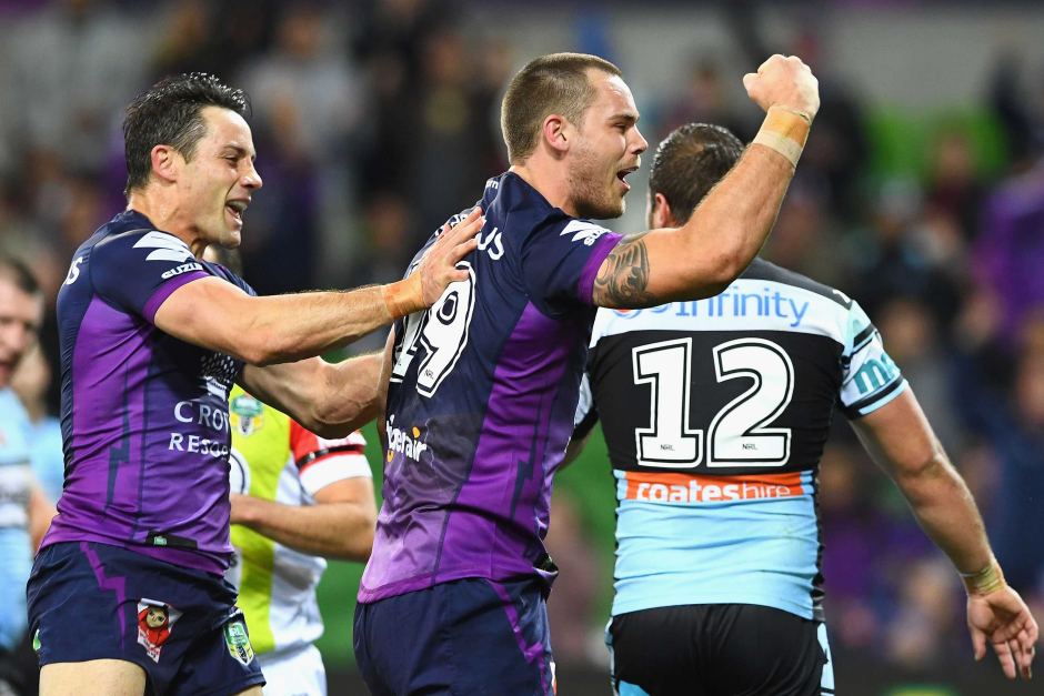 A club that allows you to be better than you are - Melbourne Storm’s Cheyse Blair (centre). Image credit - abc.net.au
