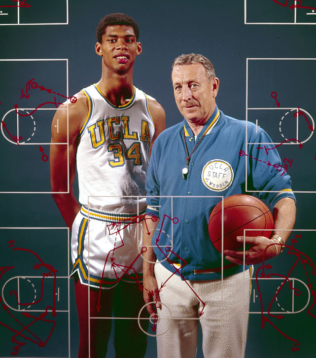 UCLA Lew Alcindor later known as Kareem Abdul Jabbar and Coach John Wooden