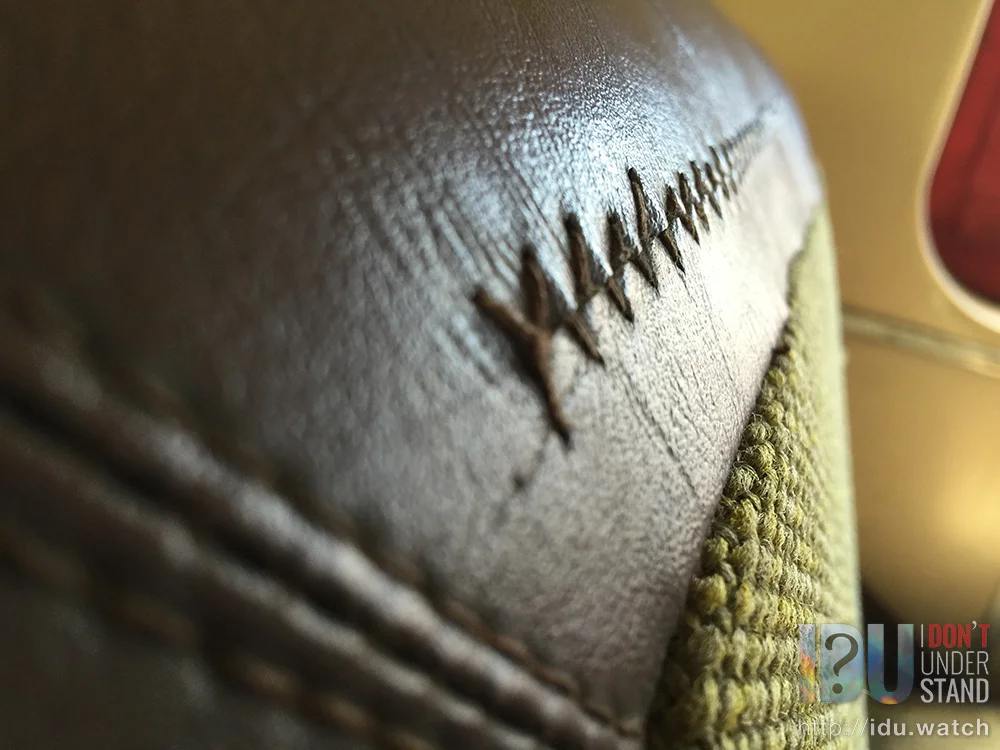 Details: Stitching on the "leather" seats.