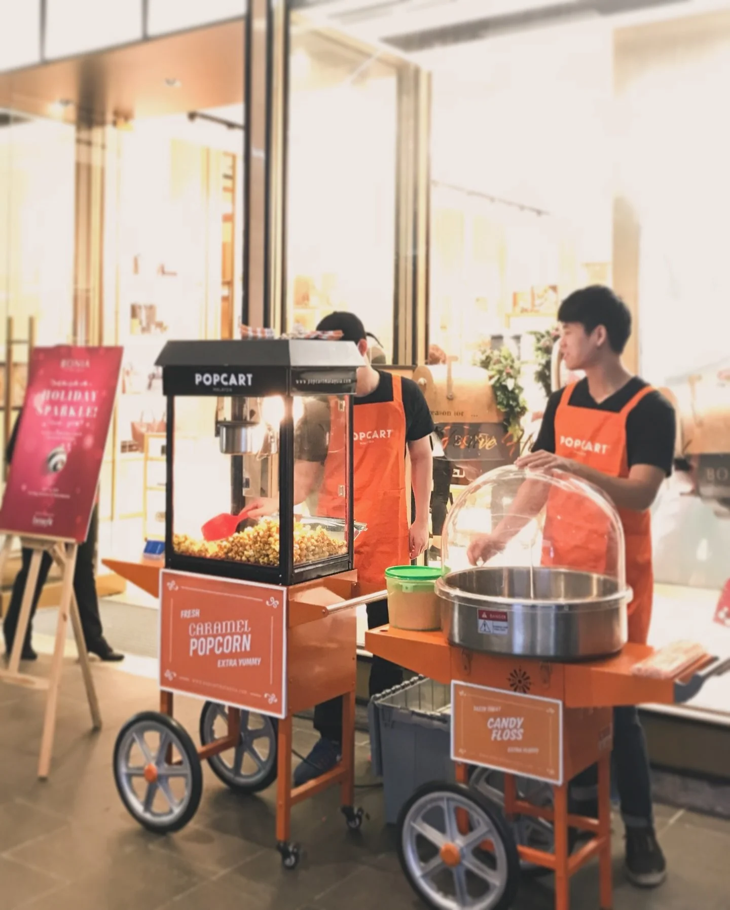 Make your event pop. Literally. 🍿 Orange cart, buttery popcorn, candy floss clouds - built for reels &amp; ROI. Lock your date now!