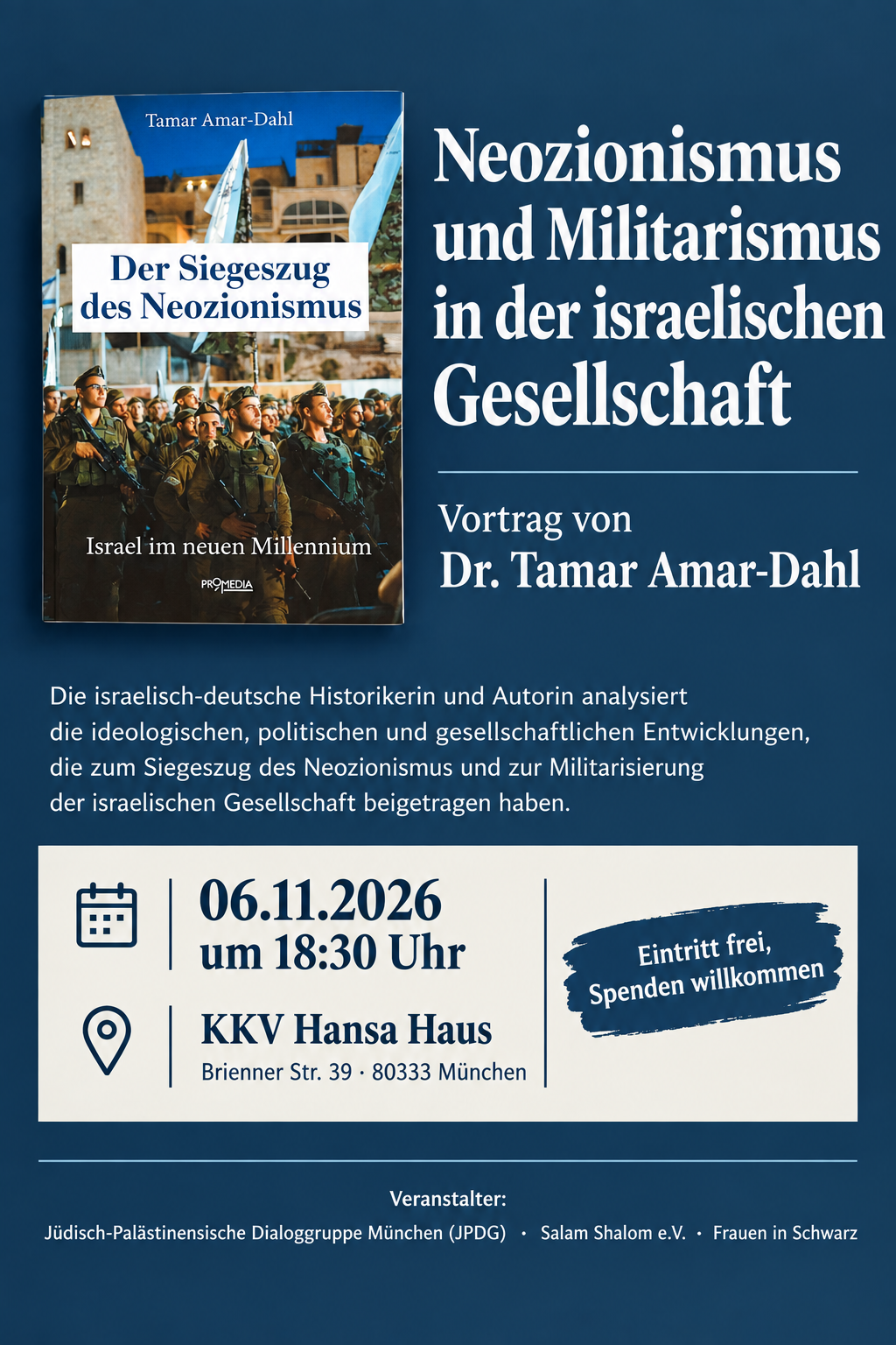 Einladung zum Vortrag von Dr. Tamar Amar-Dahl: Neozionismus und Militarismus in der israelischen Gesellschaft