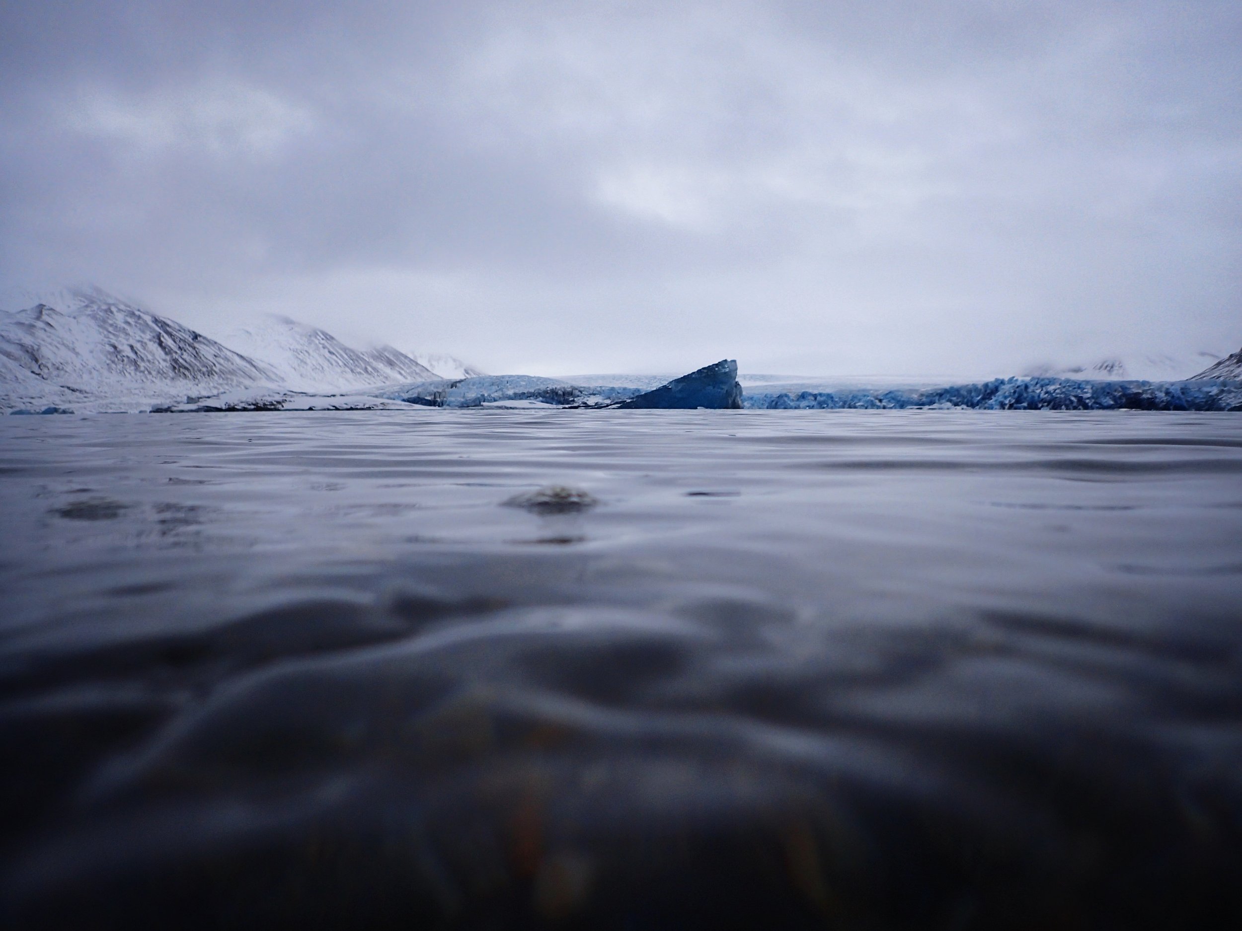 Standing in the water, looking towards the glacier Recherchebreen.