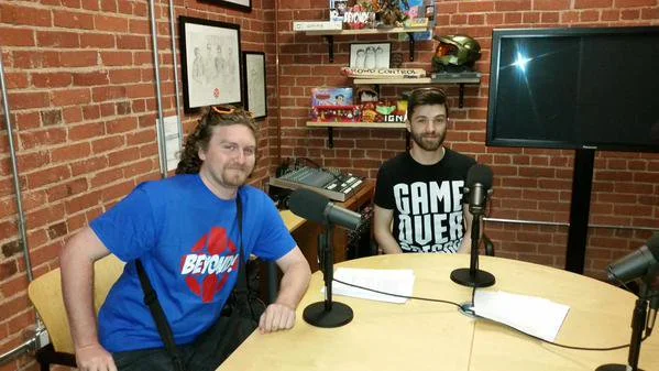 Me and Sean Pitts in the podcast room at IGN .