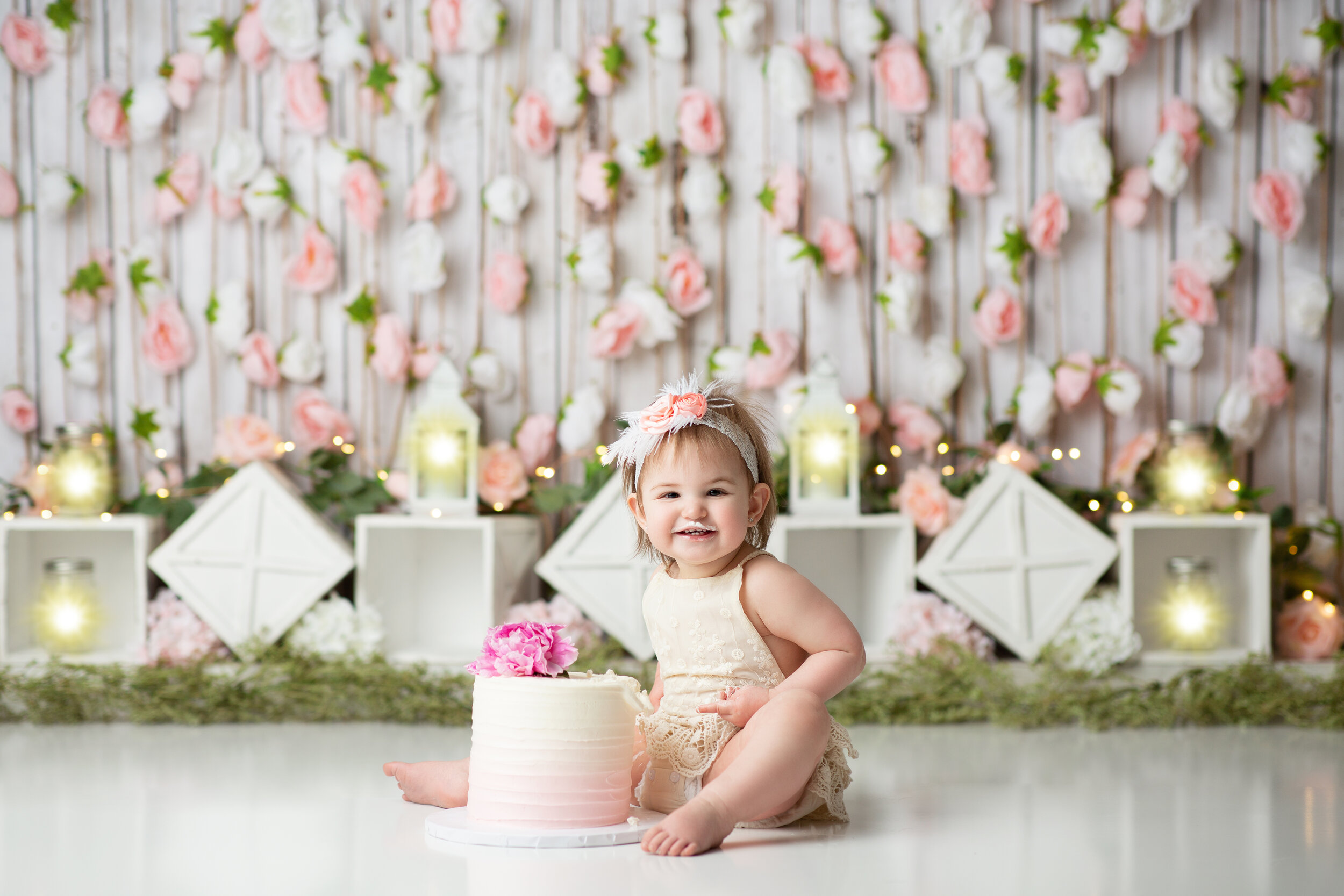  Springtime cake smash in New Jersey portrait studio 