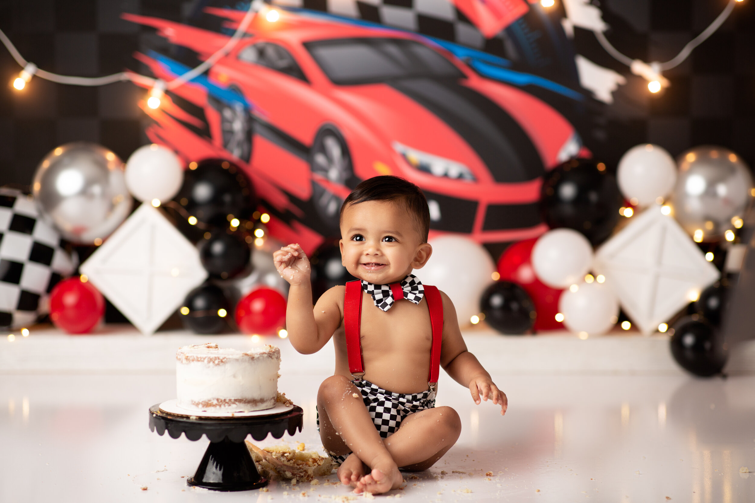  Nascar themed cake smash for baby boy 