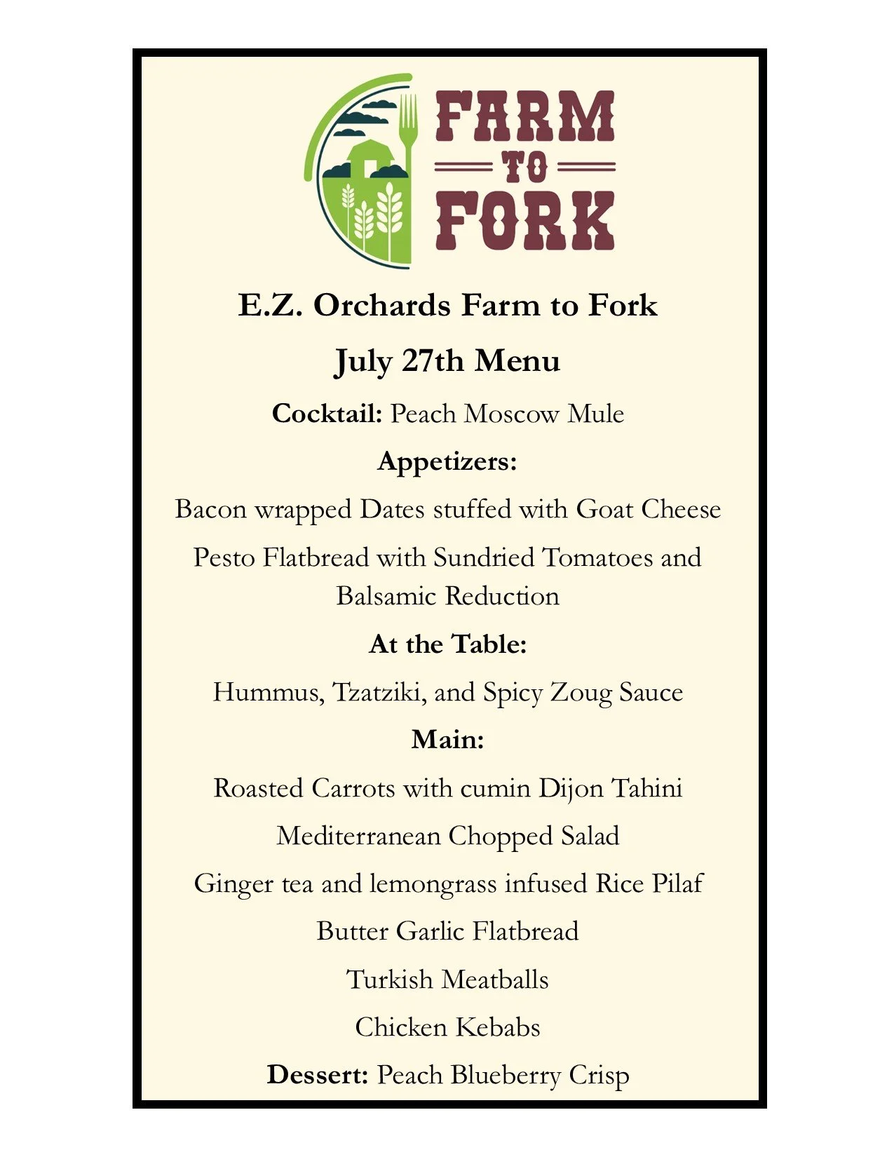 Farm to Fork Dinner — E.Z. Orchards