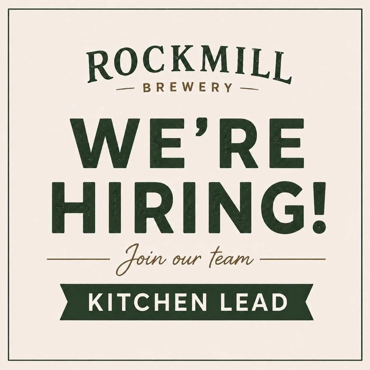 We&rsquo;re looking for a dependable leader to help run our kitchen and keep things organized, and moving smoothly.

Interested? Send us a DM or stop by and introduce yourself. We&rsquo;d love to meet you.