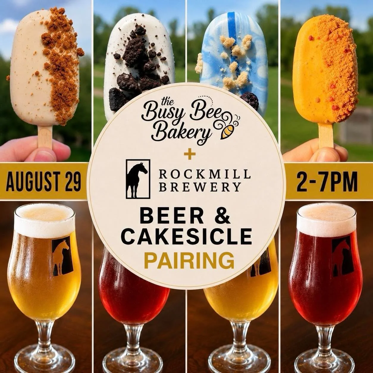 THIS SATURDAY 🍺🍰

Join us at Rockmill for Beer &amp; Cakesicle Pairings with Busy Bee Bakery from 2&ndash;7PM.

Enjoy Rockmill beers paired with Busy Bee cakesicles, including our Dubbel with a double chocolate hazelnut cakesicle 👀 

Stop by and f