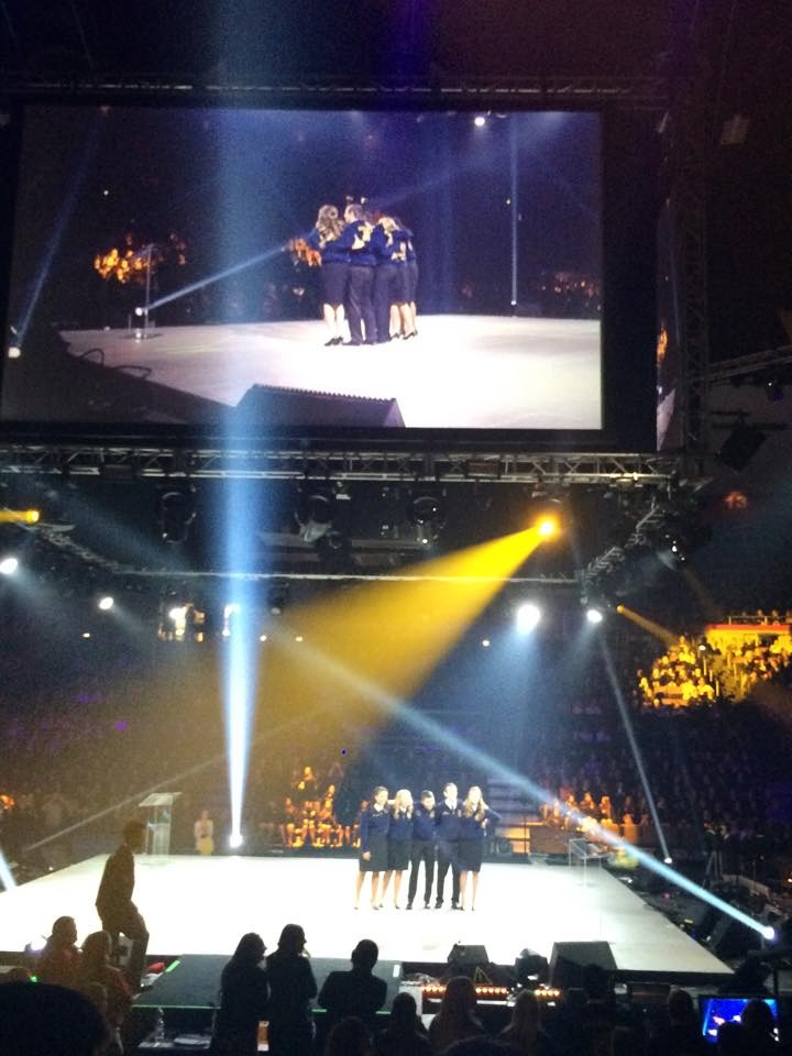 Danielle Diele, California FFA Leadership State Board-Reporter moments after her name was called for the election results at the 87th State FFA Leadership Conference, Selland Arena, Fresno. Picture courtesy of Danielle Diele