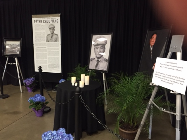 Portion of the Hmong Story 40 exhibit honoring the life of Peter Chou Vang of Merced. Photo by Steve Newvine