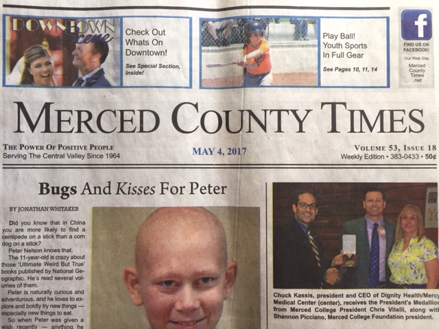 (front page of the newspaper- Merced County Times.