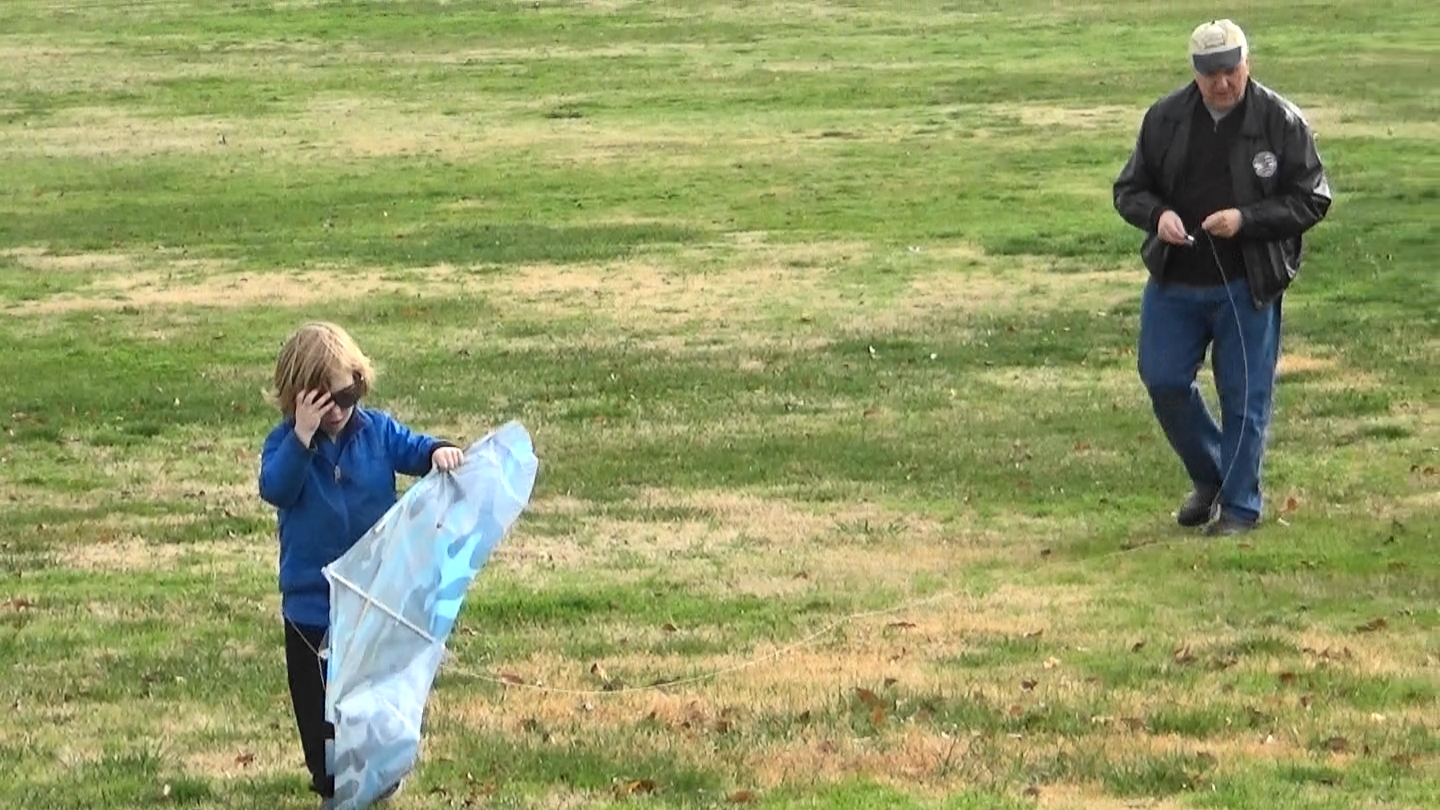 My grandson and me, moments before our kite went in the air. Photo: Steve Newvine