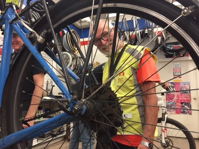 My photo of Francois from that day in 2018 when he had his bike fixed at Kevin’s Bikes. Photo- Steve Newvine