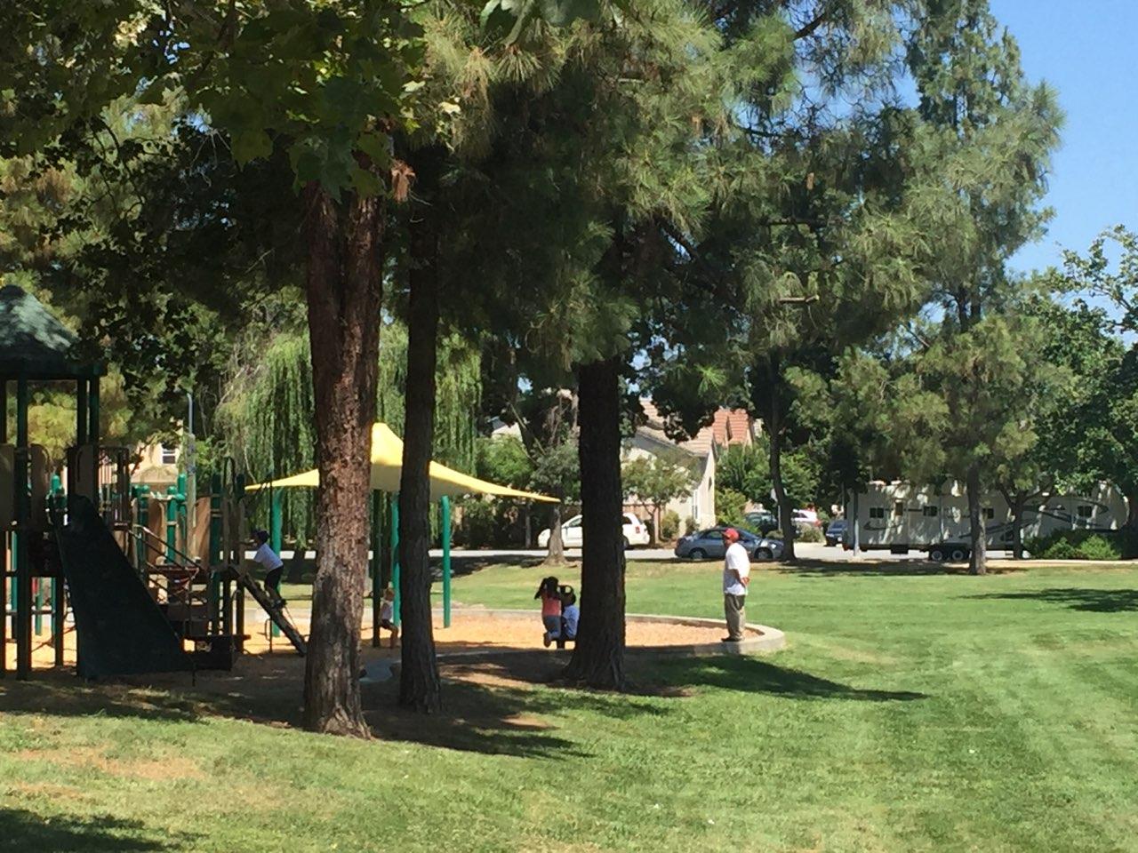 The City of Gilroy’s community park where families are winding down their summer vacation days. Photo: Steve Newvine