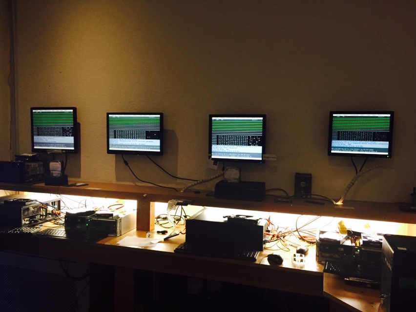 The 4 Raid 5 drives imaging in the Lab before being rebuilt 