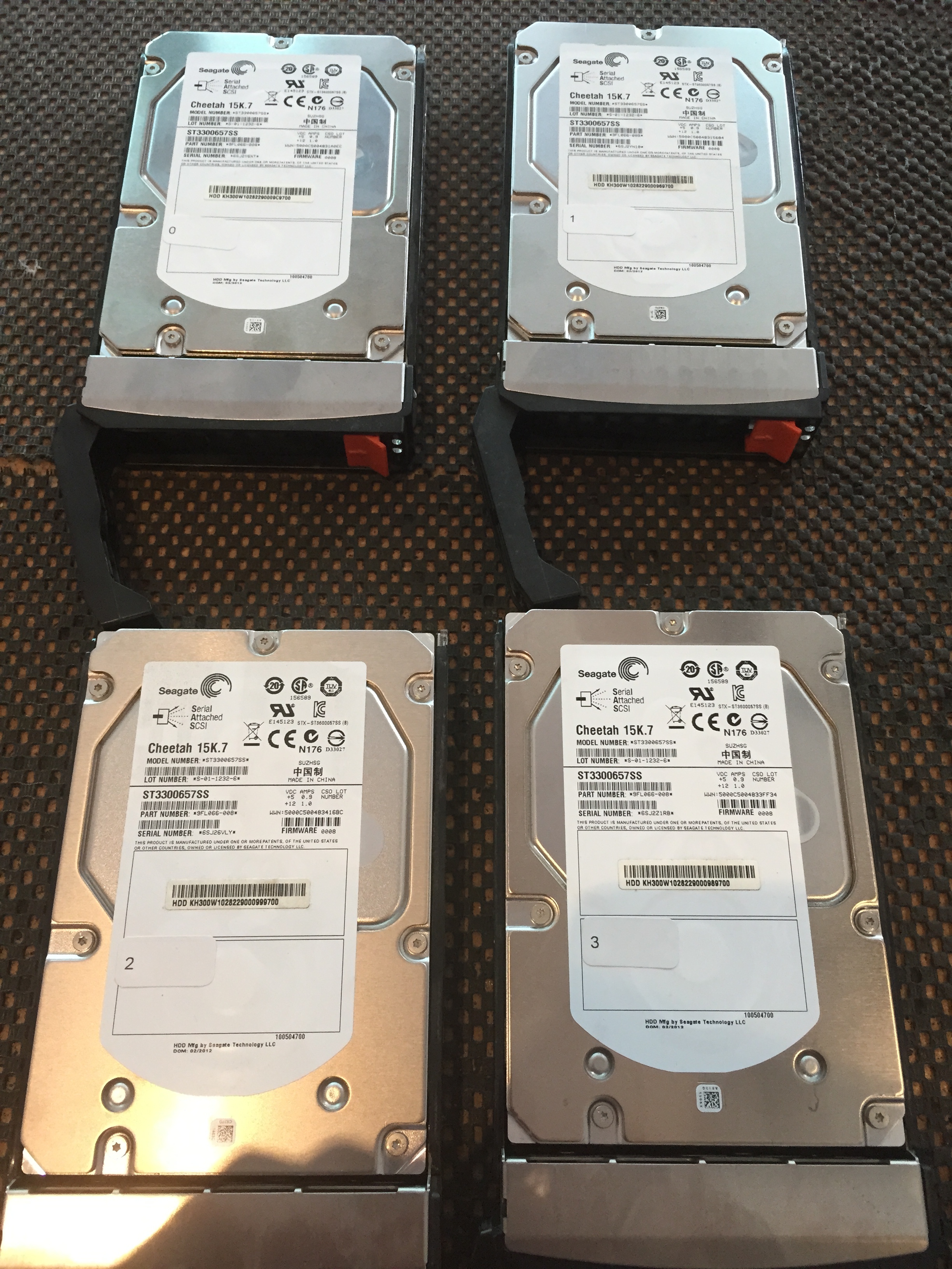 4 x SAS ST3300657SS 300GB DRIVES
