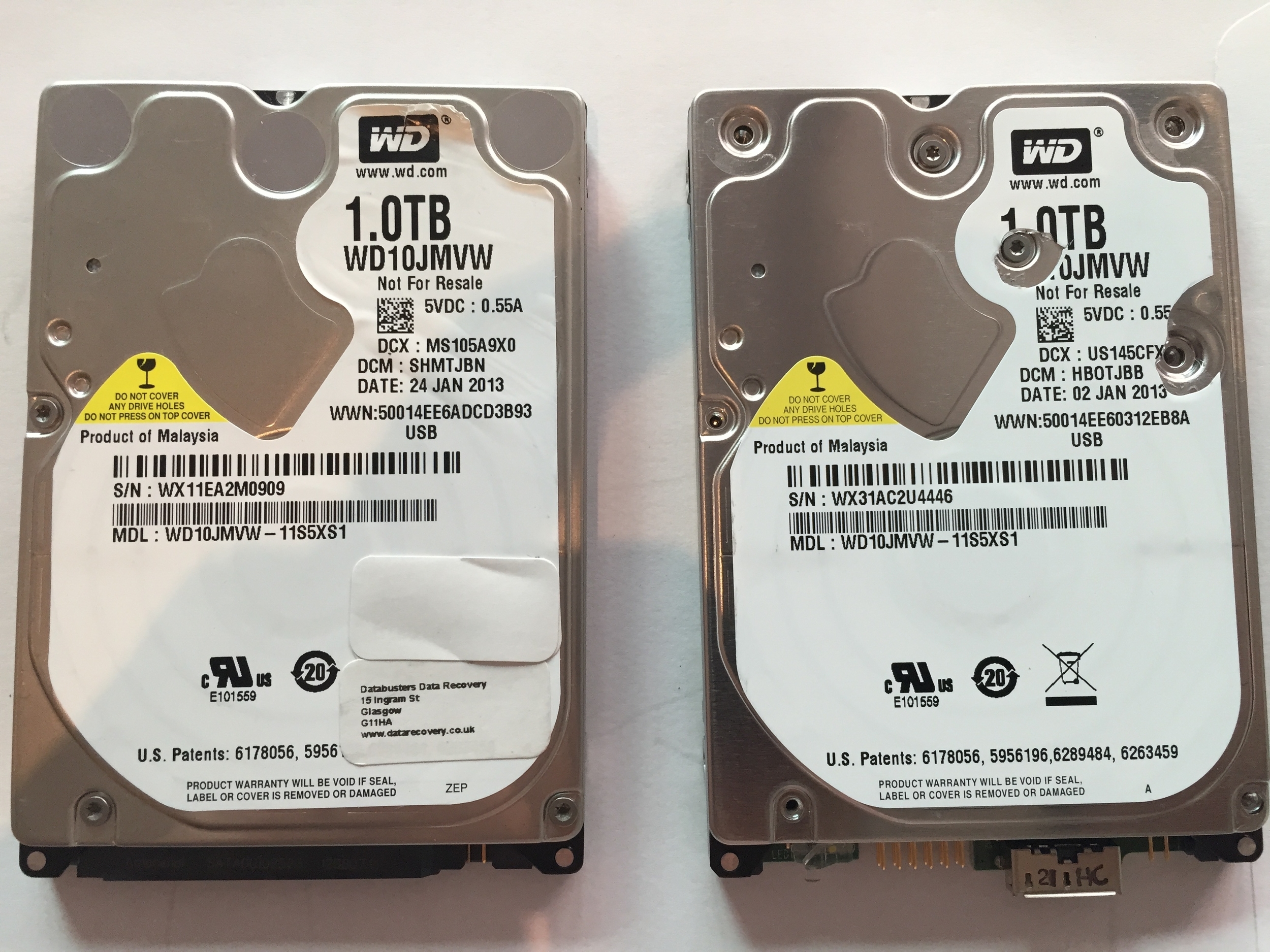 Now we need to find a suitable donor drive to swap good parts from, this one on the left was handy and is an excellent match the part that I am matching is S5XS on both to insure compatibility. We are swapping HEADS in this case 