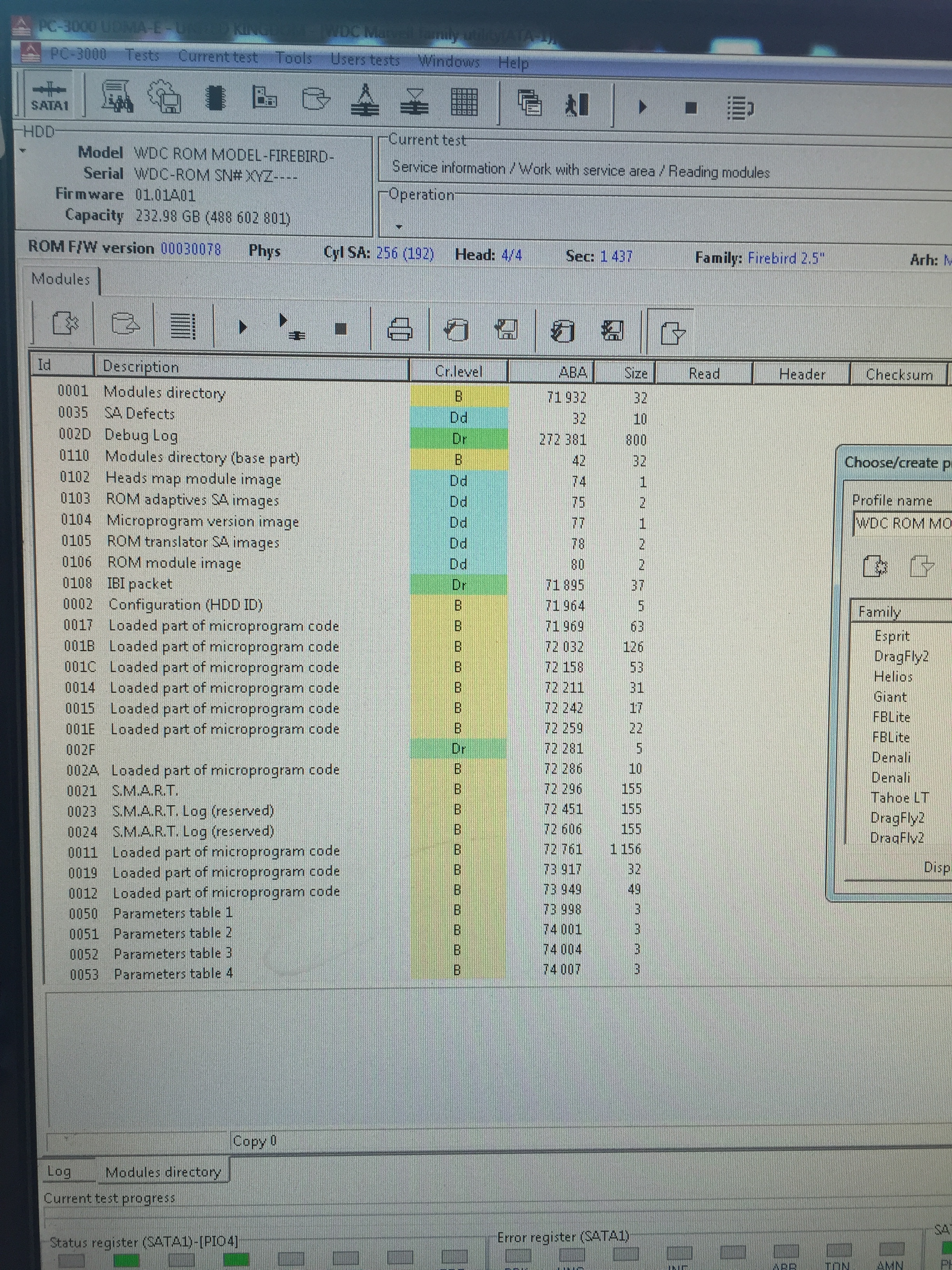 Some service area problem are currently preventing sector and data access