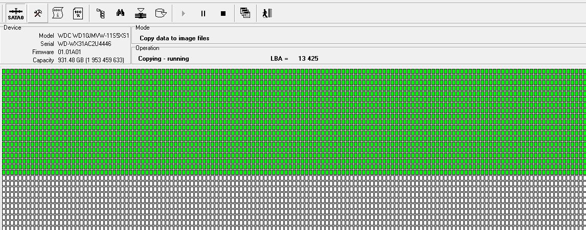In the world of hard drive data recovery , green is good. Always a healthy sign. This one is looking very good.