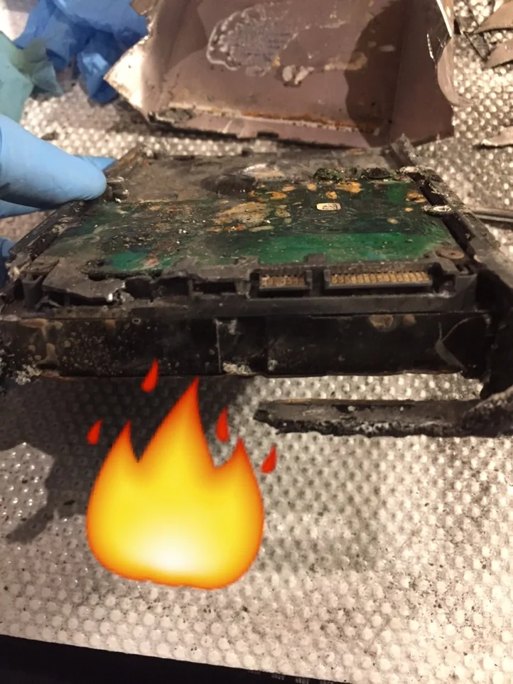 Dell laptop and an Lacie External hard drive from a house fire