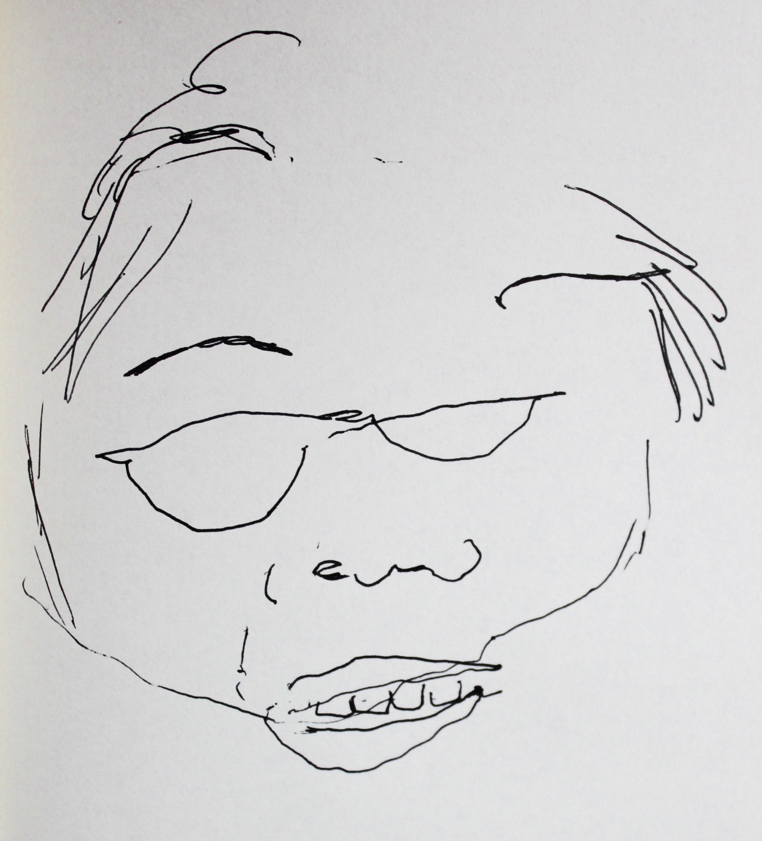  A blind contour drawing of Mari Kimura (made without looking at the page) by Elisabeth Blair, 12/2015. 