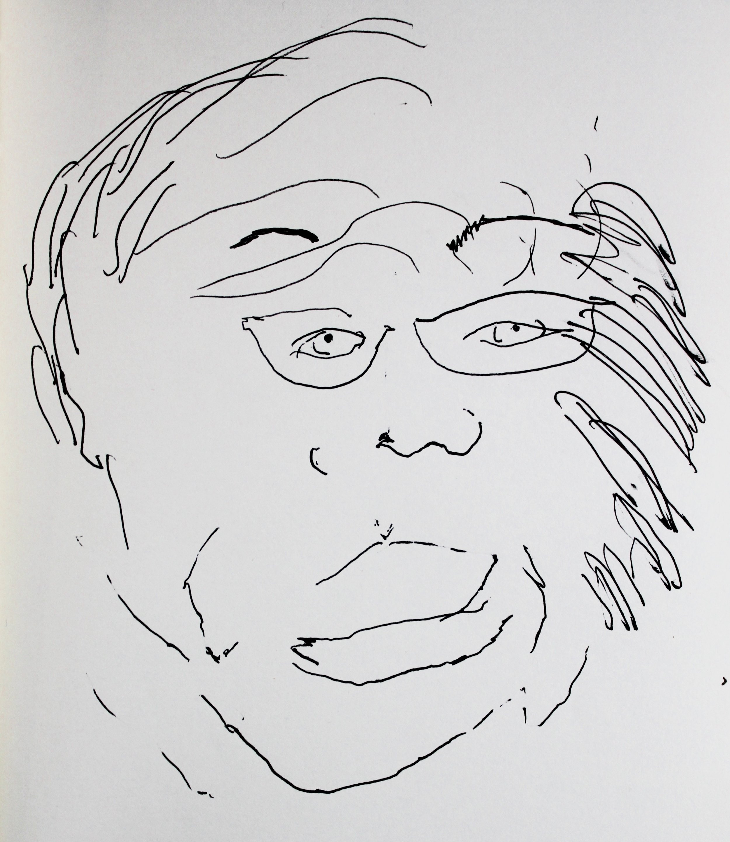  A blind contour drawing of Mari Kimura (made without looking at the page) by Elisabeth Blair, 12/2015. 