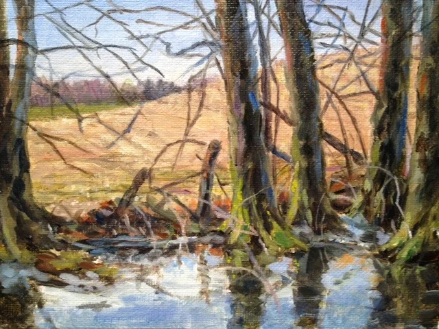 Carolyn Heffelfinger Reflection Pond- oil on board 5%22x7%22.jpg